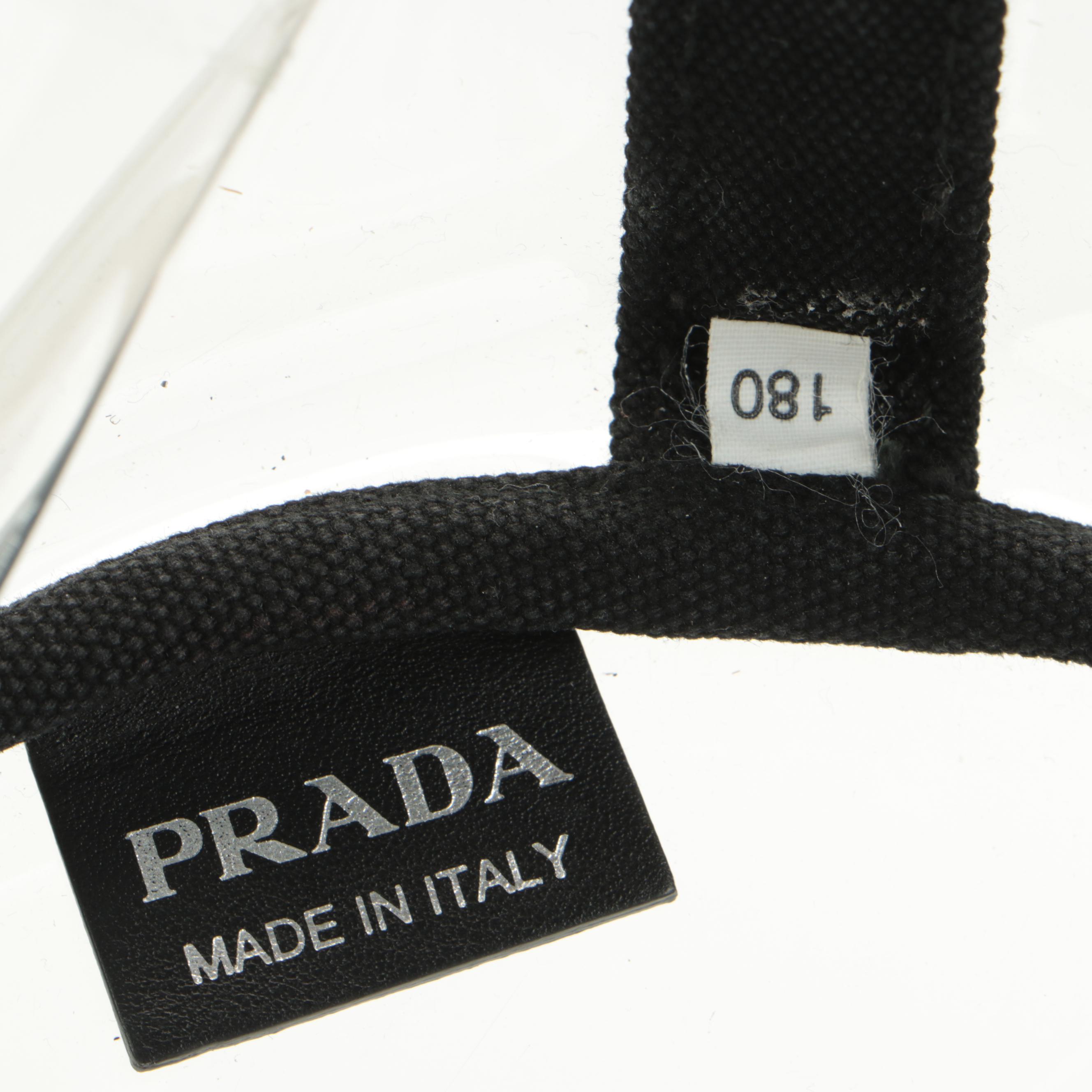 Prada Logo Beach Tote 1BG166 in Transparent Vinyl with Canvas and Leather Trim