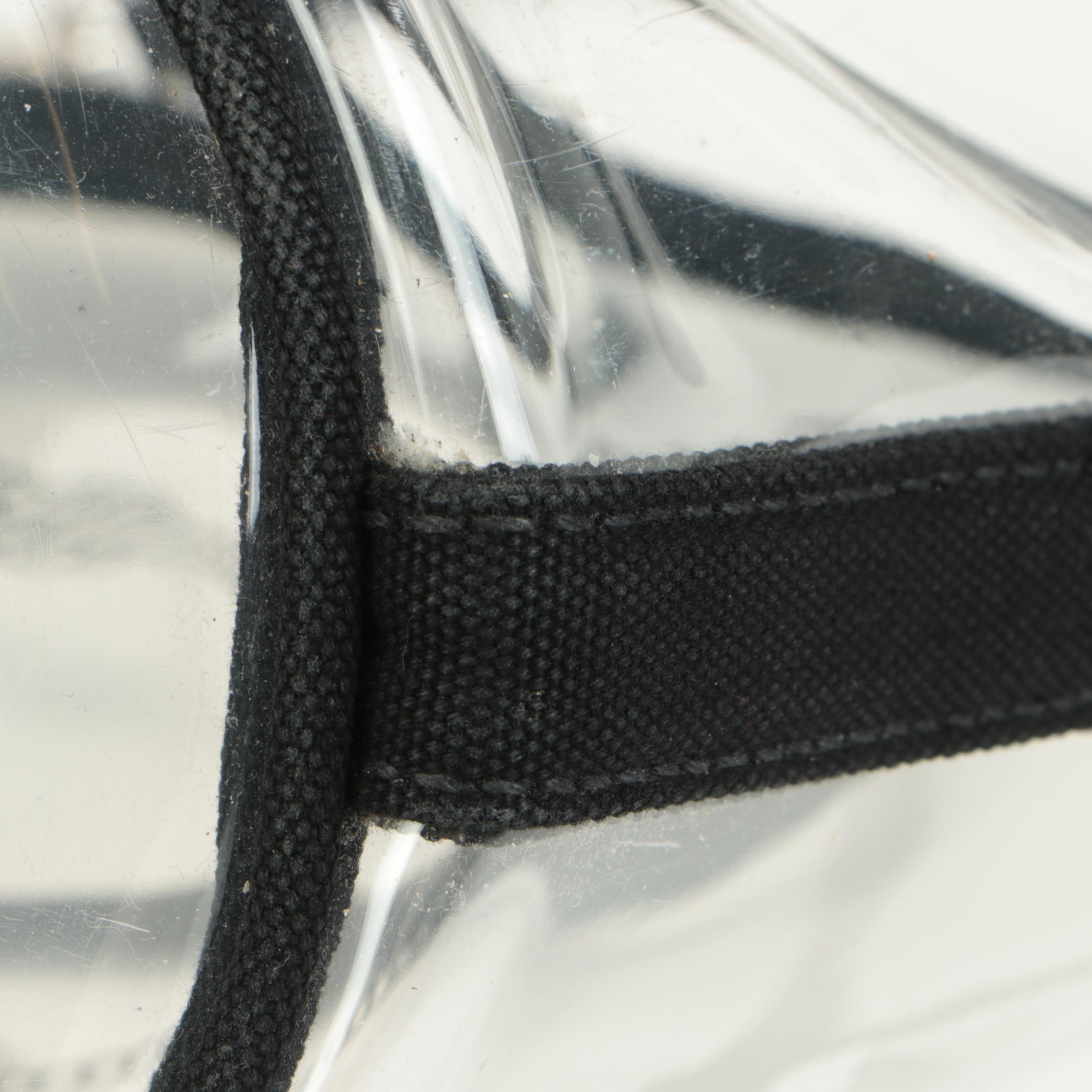 Prada Logo Beach Tote 1BG166 in Transparent Vinyl with Canvas and Leather Trim