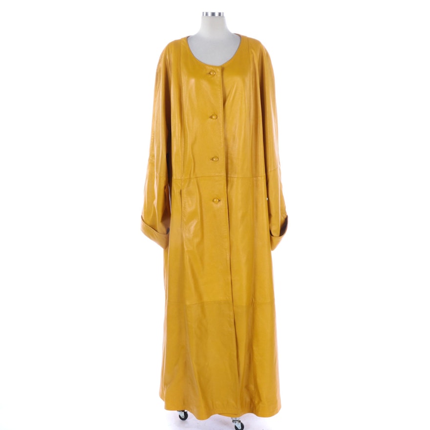 Barbara King Full-Length Coat in Patchwork Yellow Leather