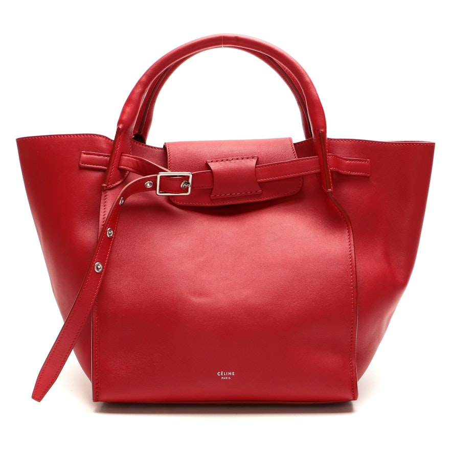 Céline Small Big Bag Two-Way Tote in Pop Red Smooth Leather