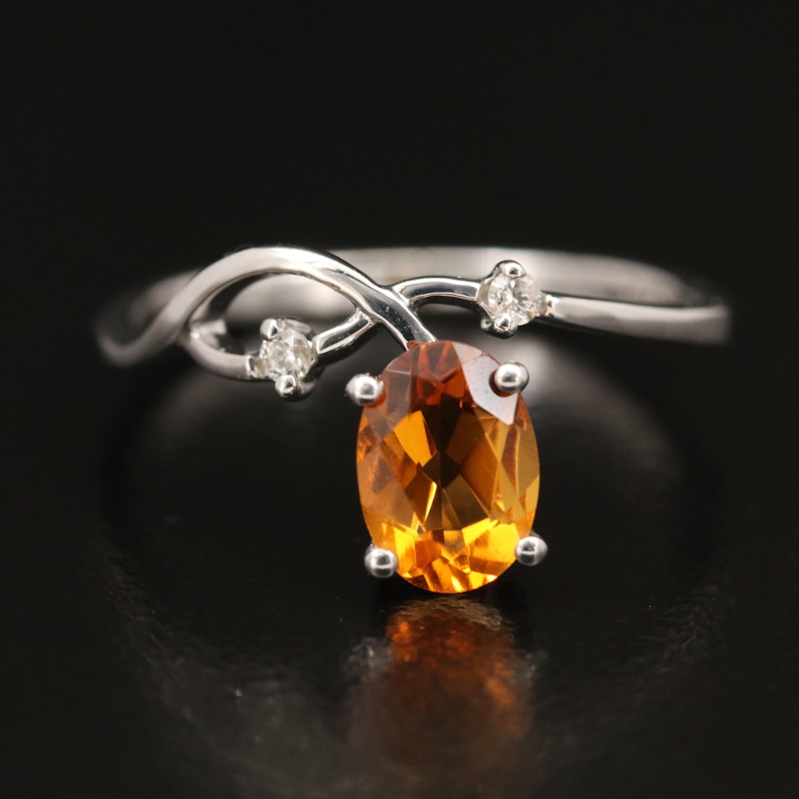 18K Citrine and Diamond Ring