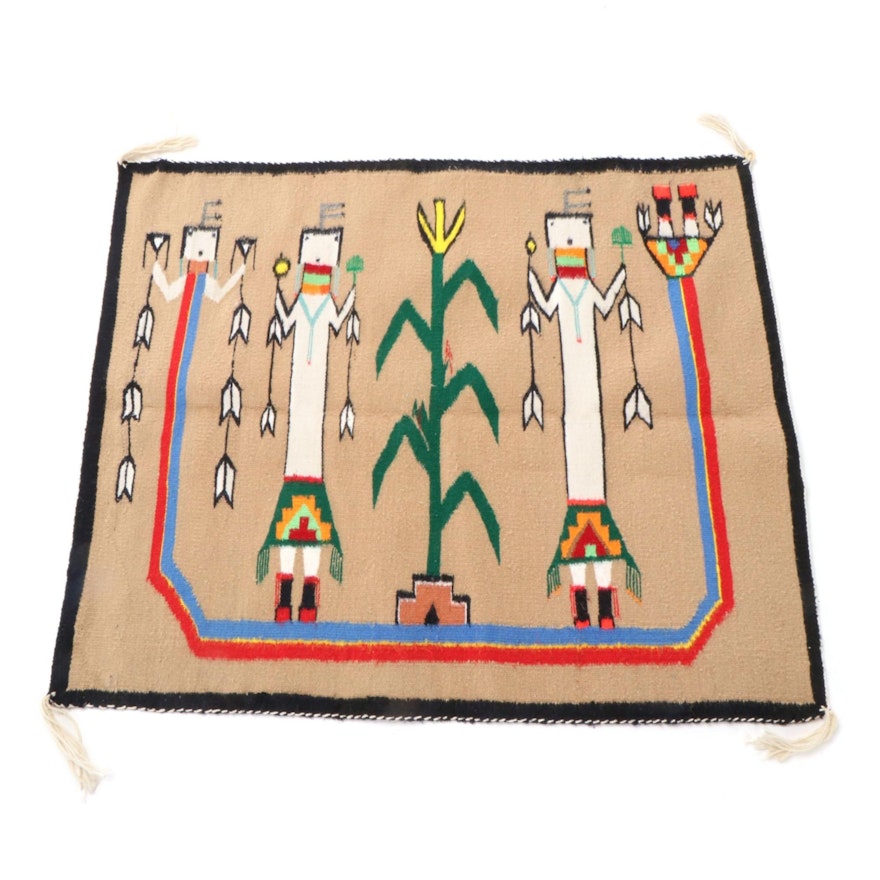 2'6 x 3'1 Handwoven Southwestern Style Pictorial Accent Rug