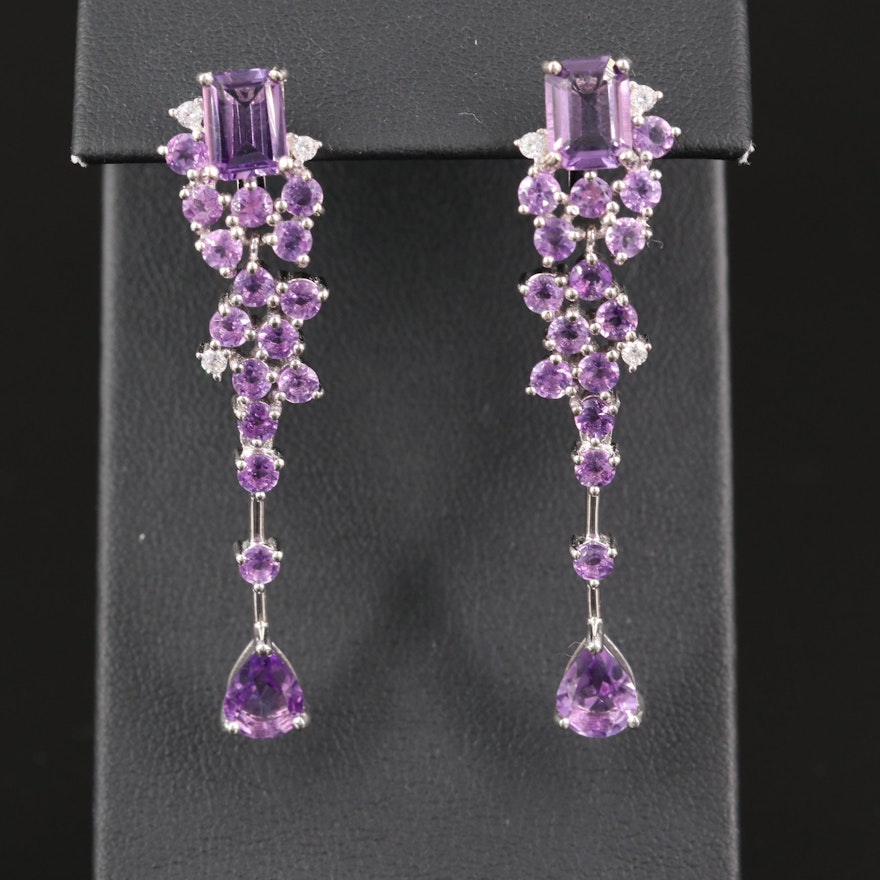 Sterling Amethyst Trailing Drop Earrings