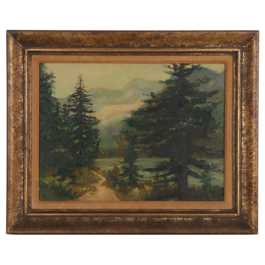 Mabelle Resnick Mountain Landscape Oil Painting, Circa 1965