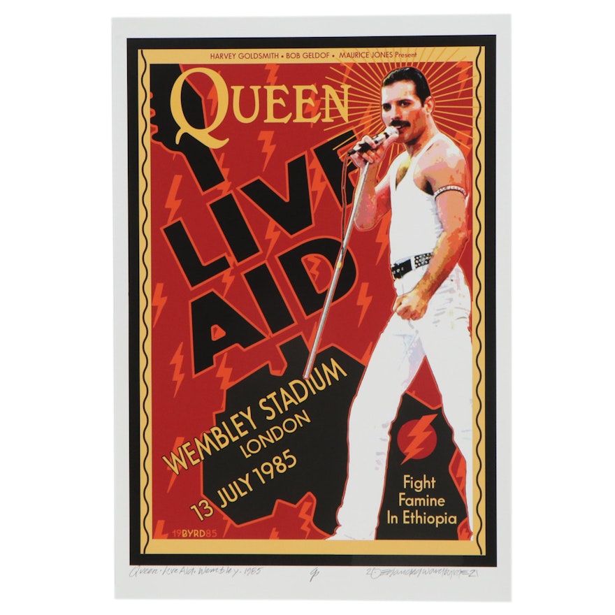 David Edward Byrd Giclée "Queen & Freddie Mercury at Live Aid London 1985," 2021