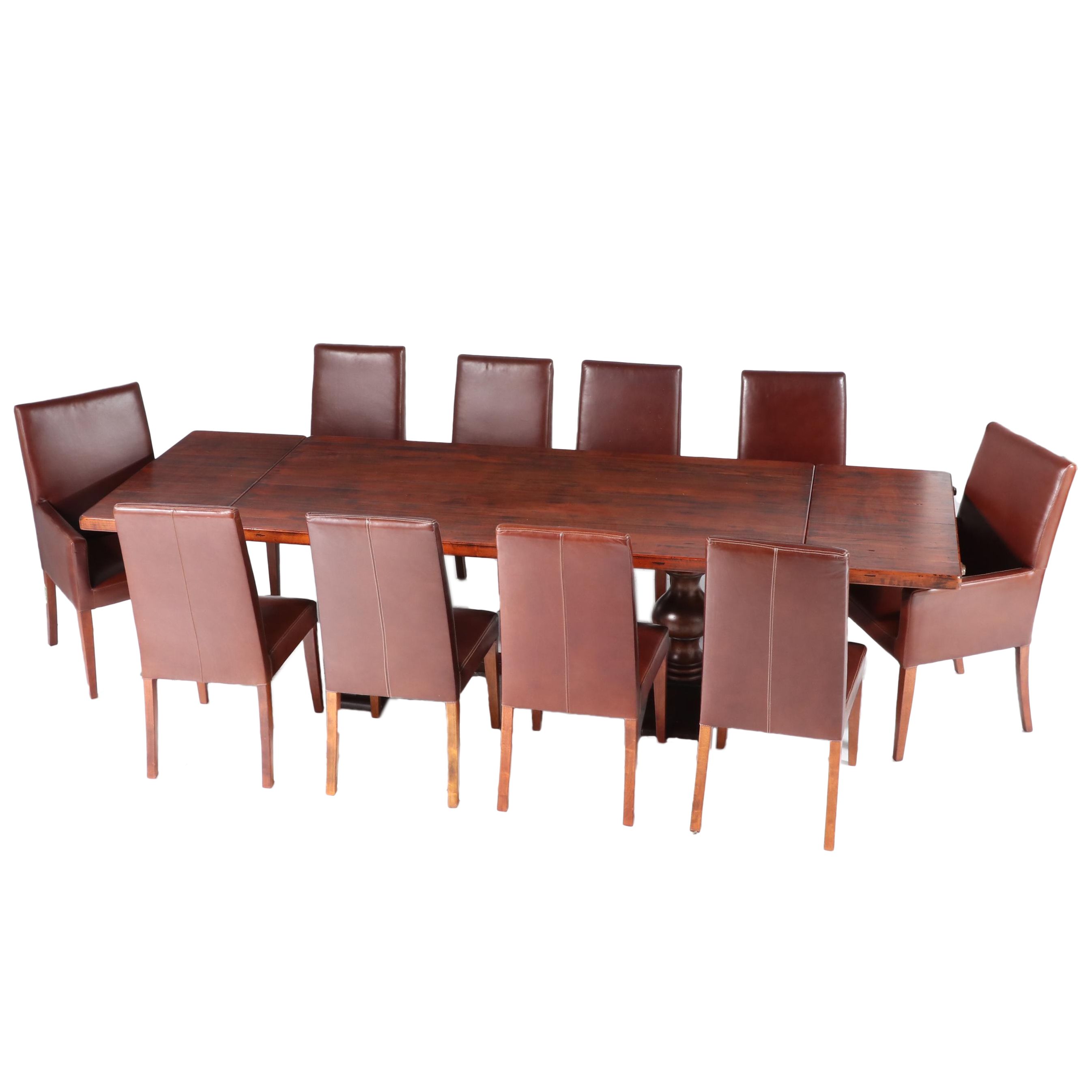 Arhaus Tuscany Extension Dining Table with Pottery Barn Dining Chairs