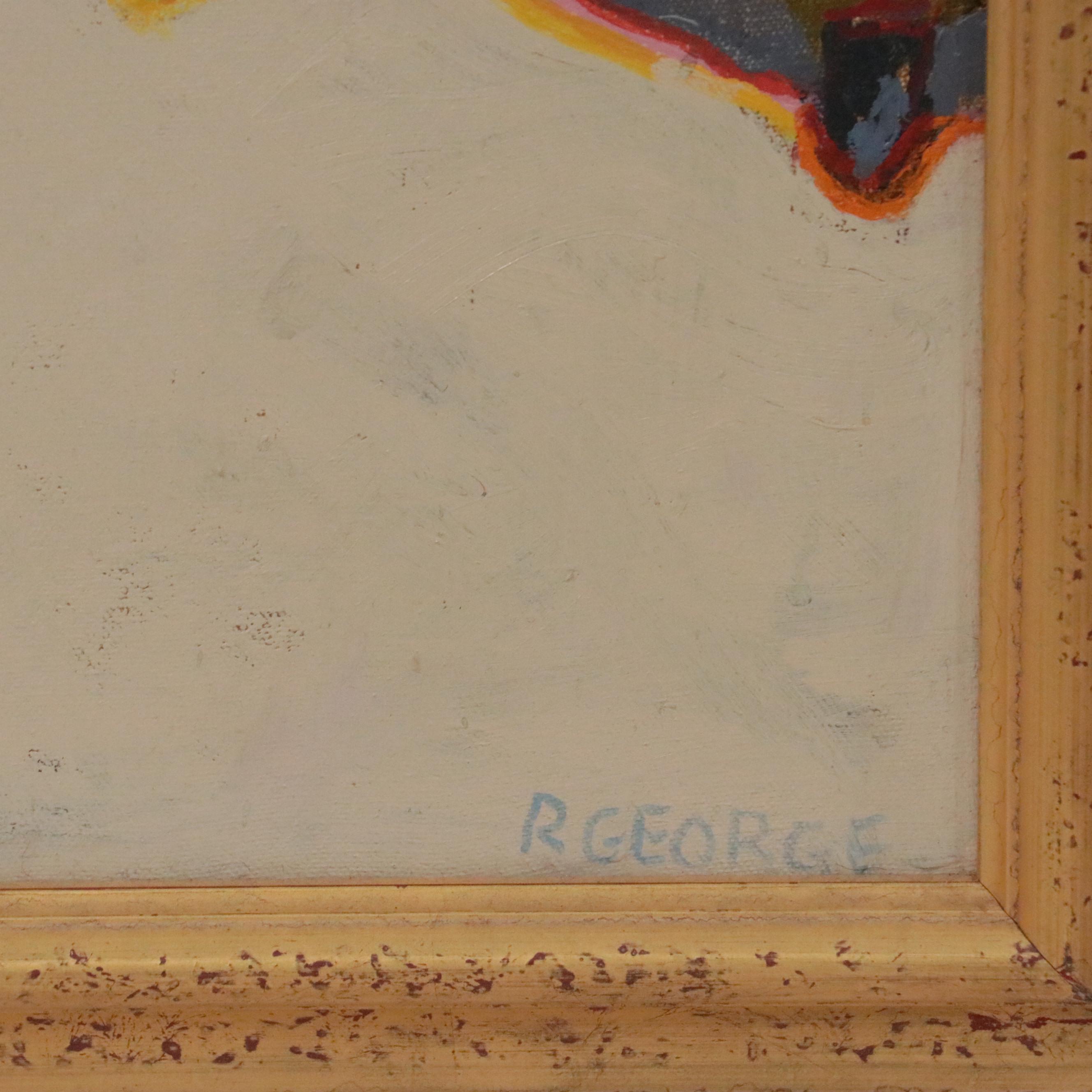 Richard George Oil Painting "Street Scene," Mid to Late 20th Century