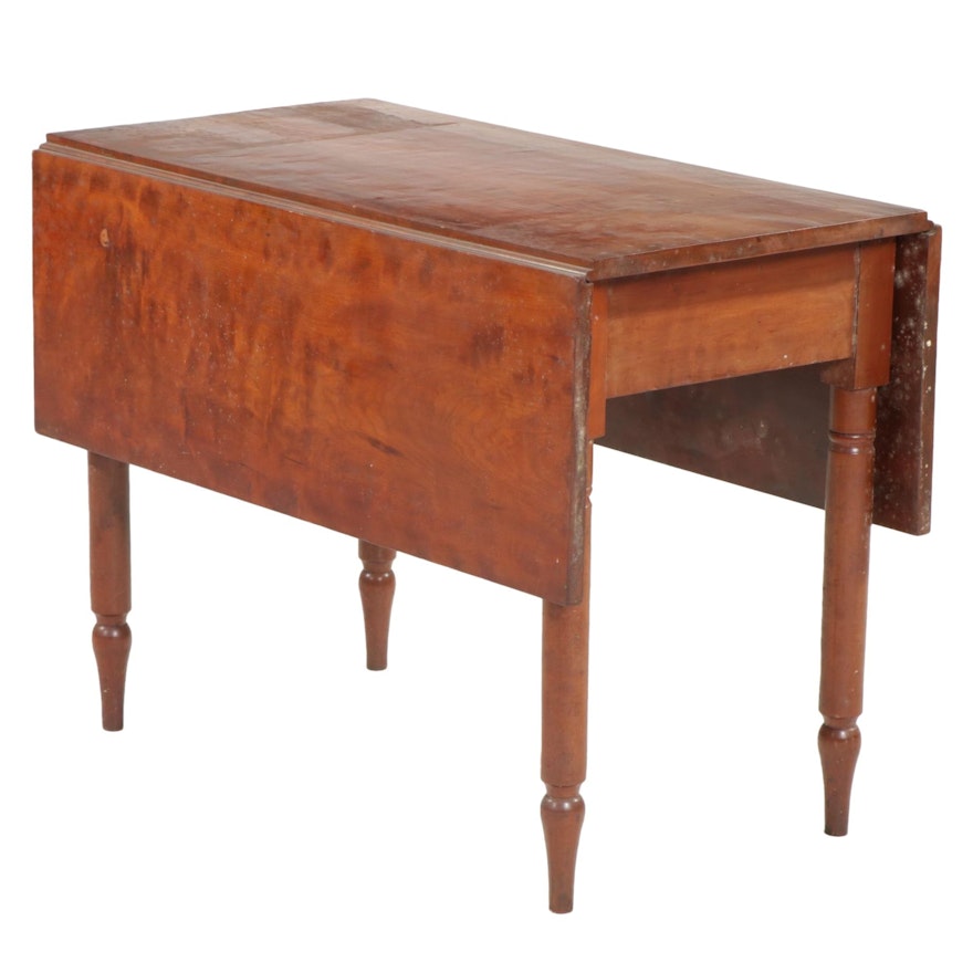 American Primitive Cherry Drop-Leaf Dining Table, 19th Century