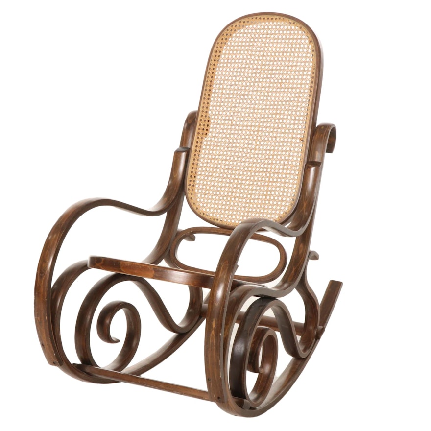 Thonet Style Bentwood and Cane Rocking Chair, Late 20th Century