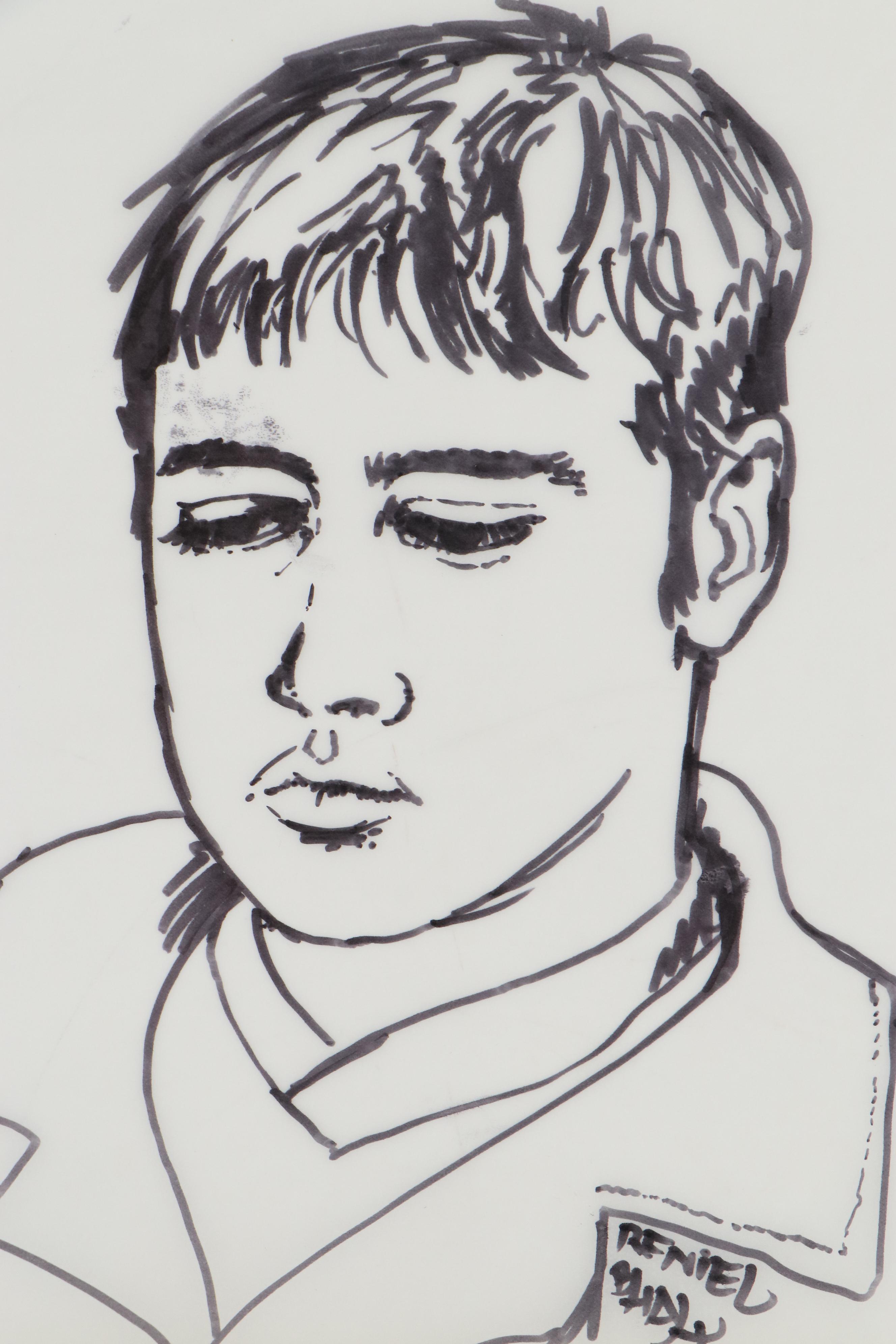 Bhakti Baxter Ink Portrait and Abstract Acrylic Painting