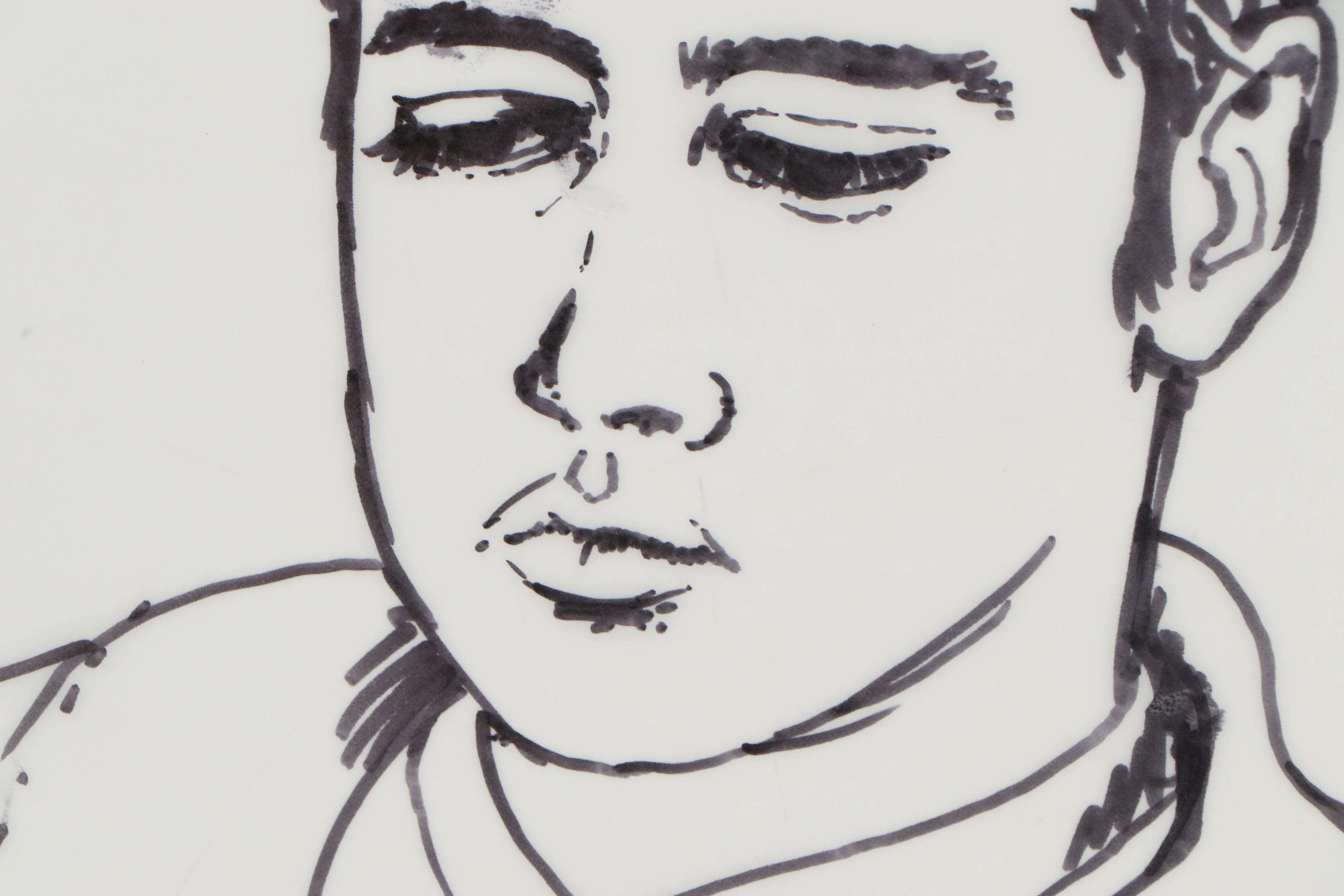 Bhakti Baxter Ink Portrait and Abstract Acrylic Painting