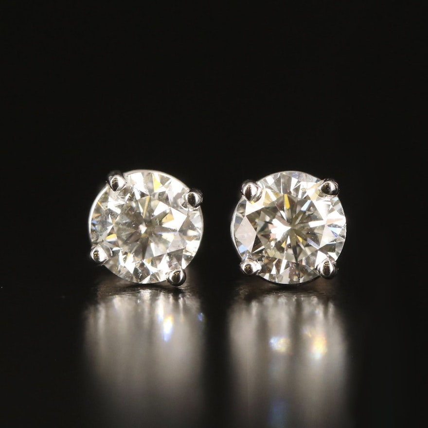 14K 1.13 CTW Diamond Stud Earrings with GIA eReports