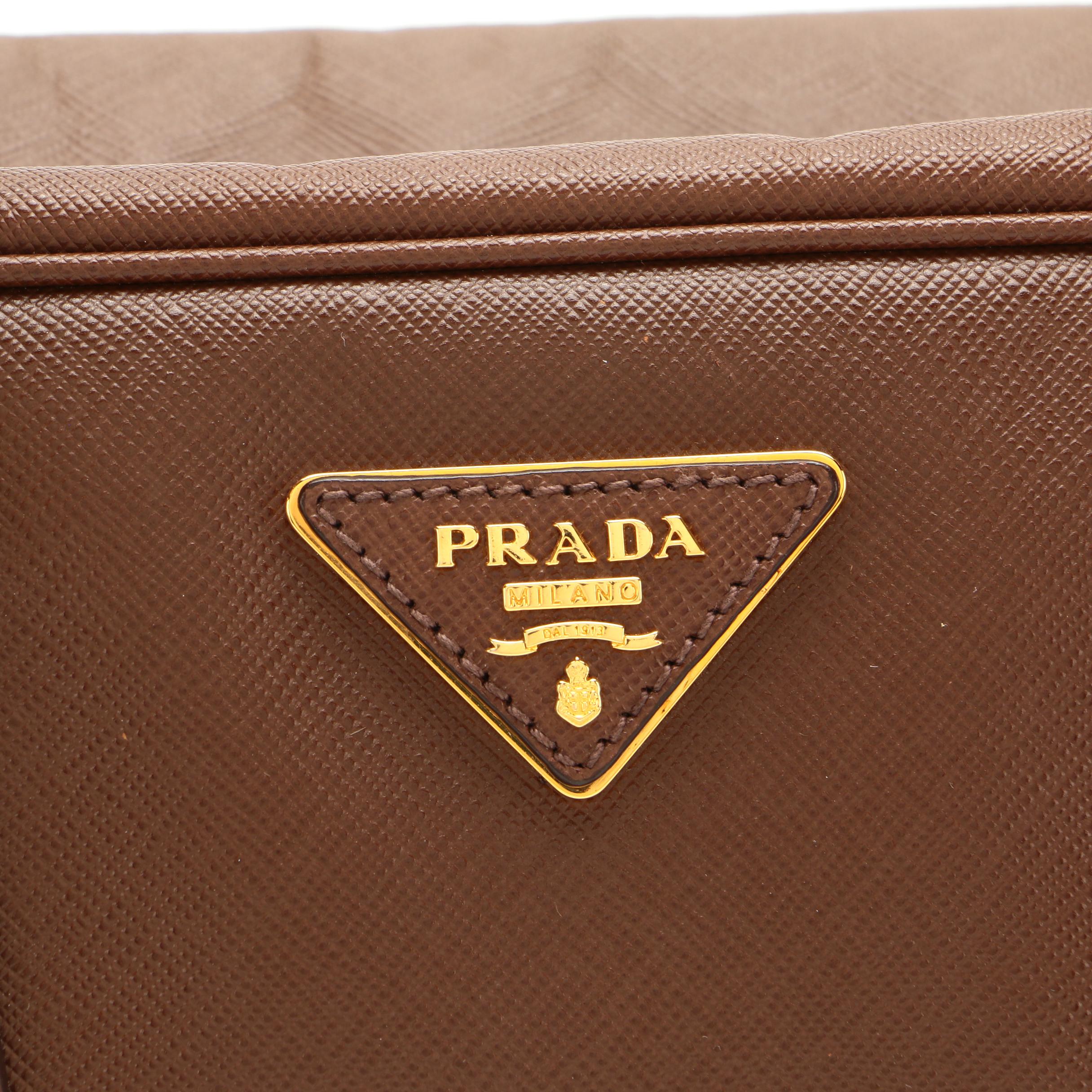 Prada Saffiano Vernice Leather TV Bag in Brown