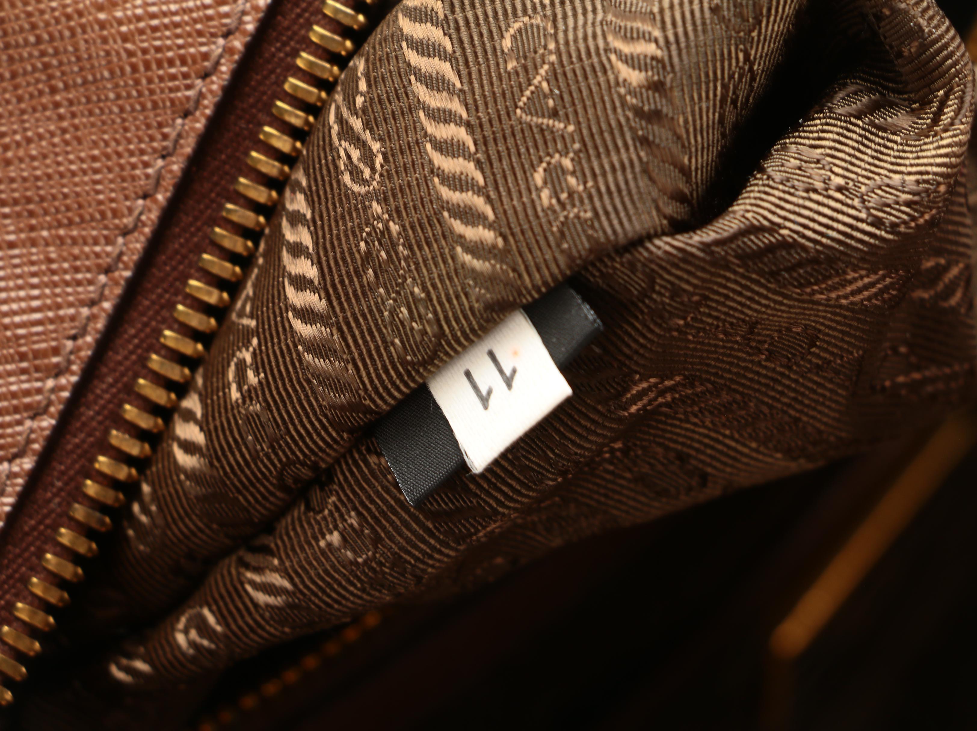 Prada Saffiano Vernice Leather TV Bag in Brown