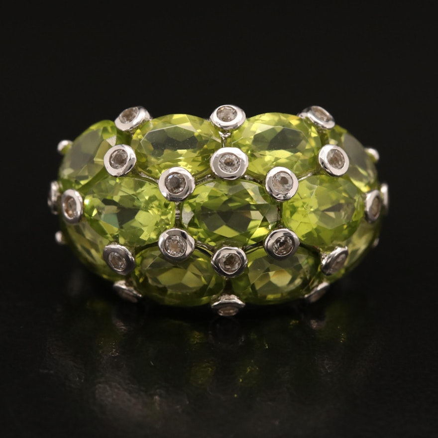 Sterling Peridot and Topaz Ring