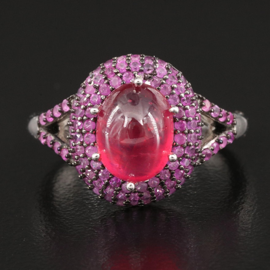 Sterling Corundum and Ruby Ring