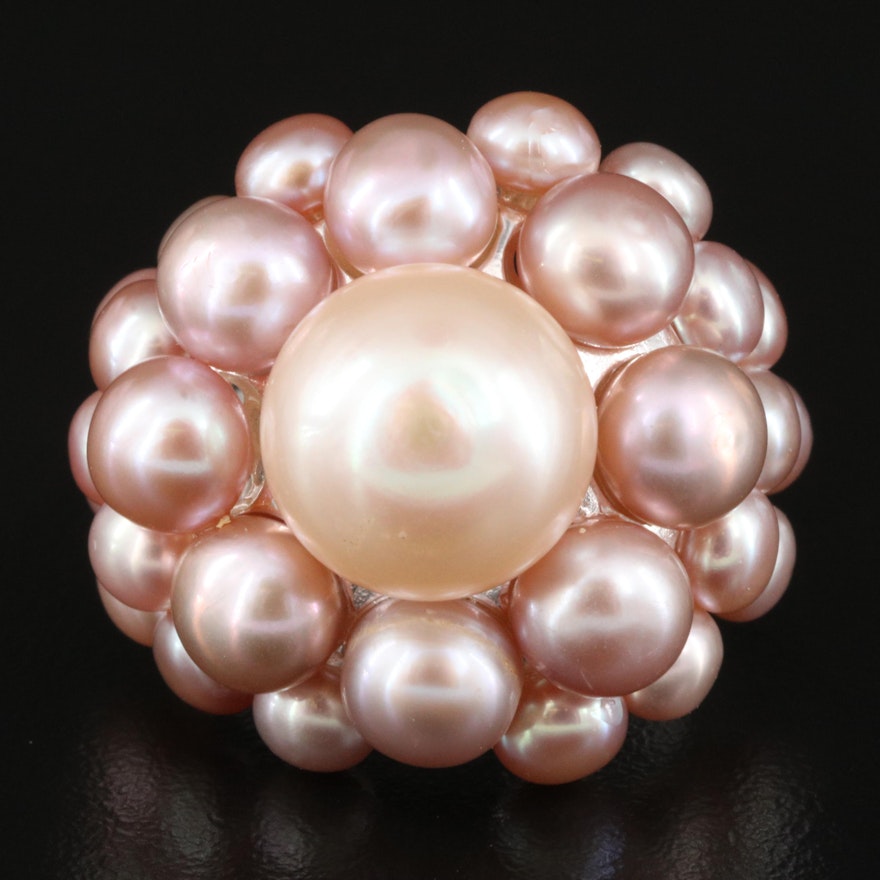 Sterling Pearl Cluster Ring