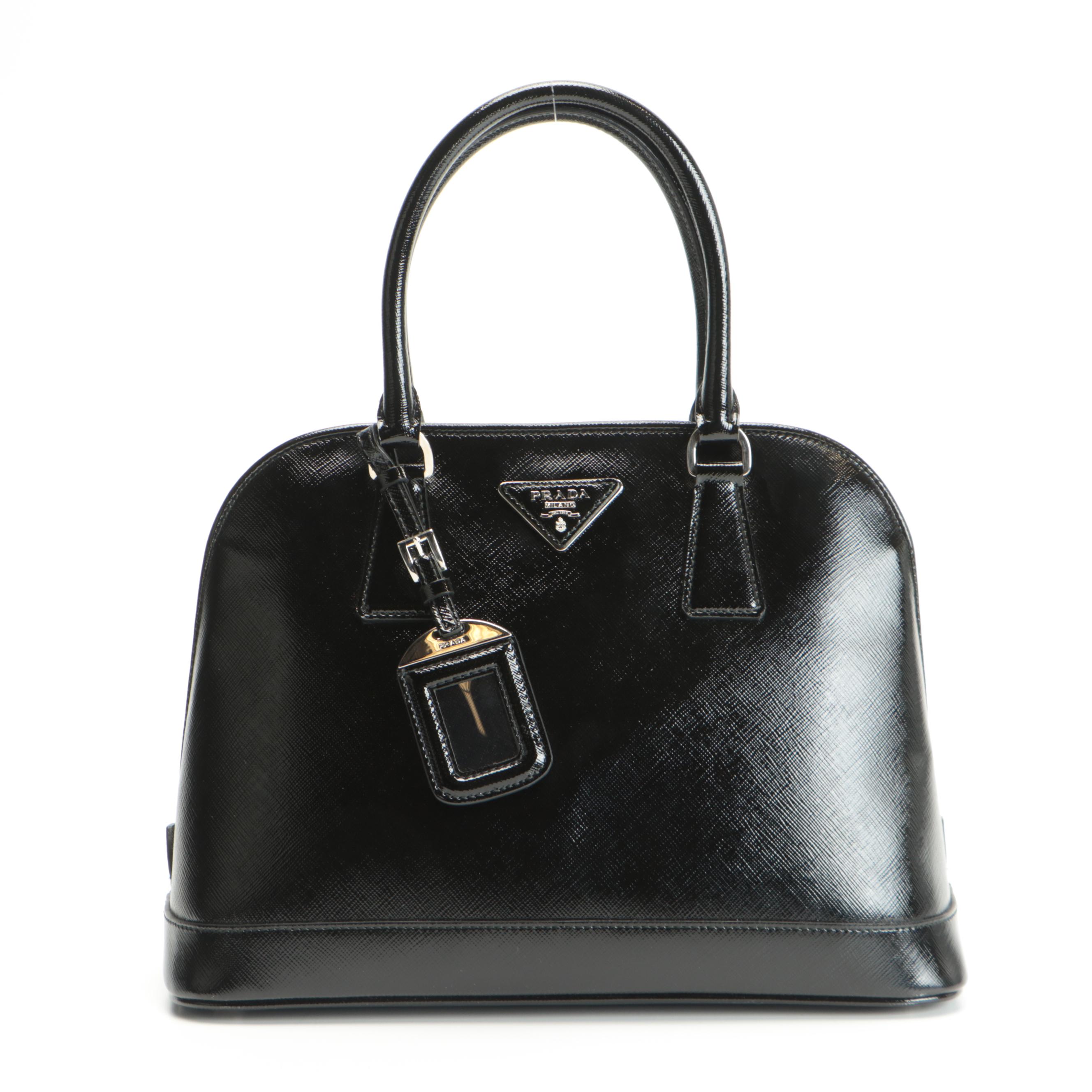 Prada Black Saffiano Patent Leather Handbag