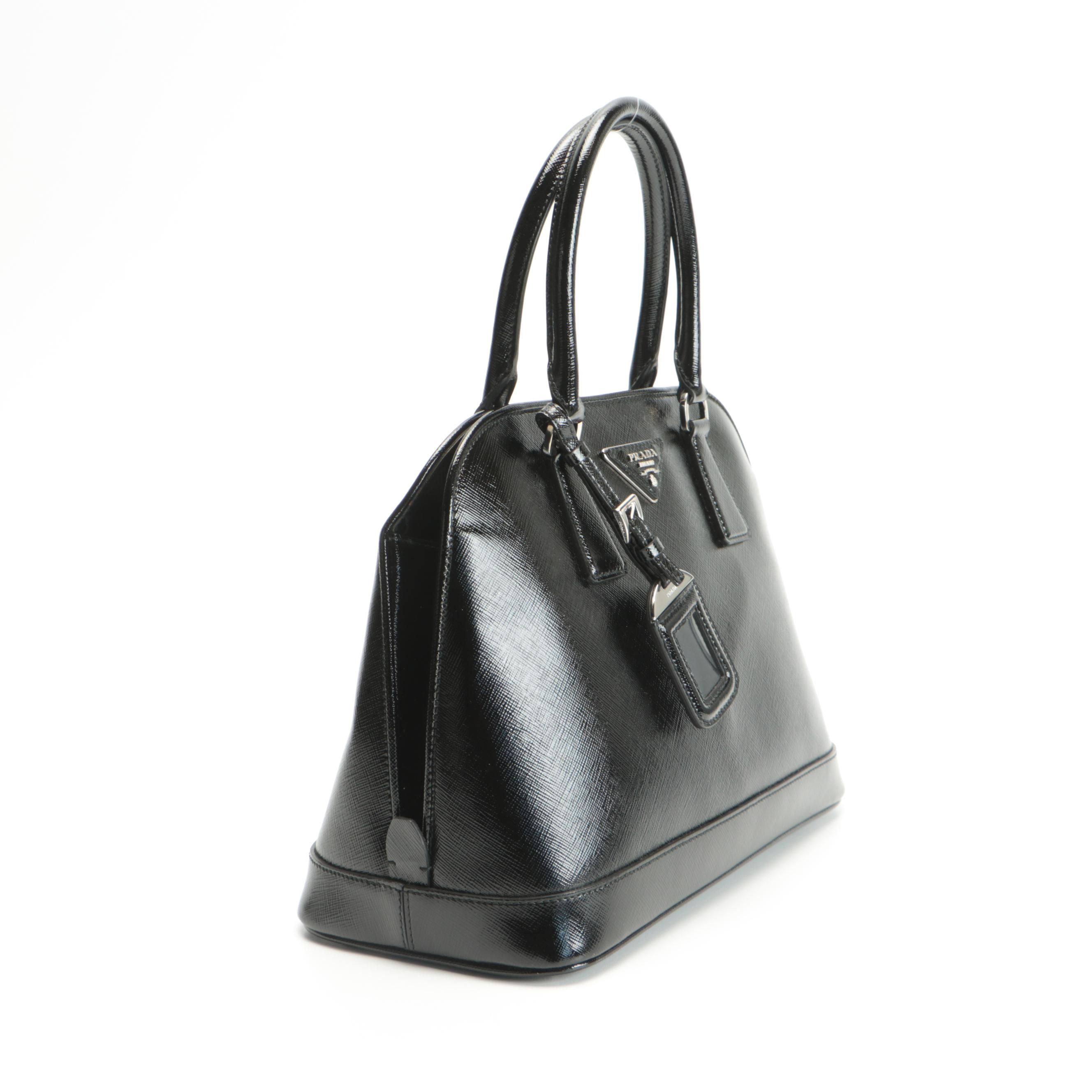 Prada Black Saffiano Patent Leather Handbag