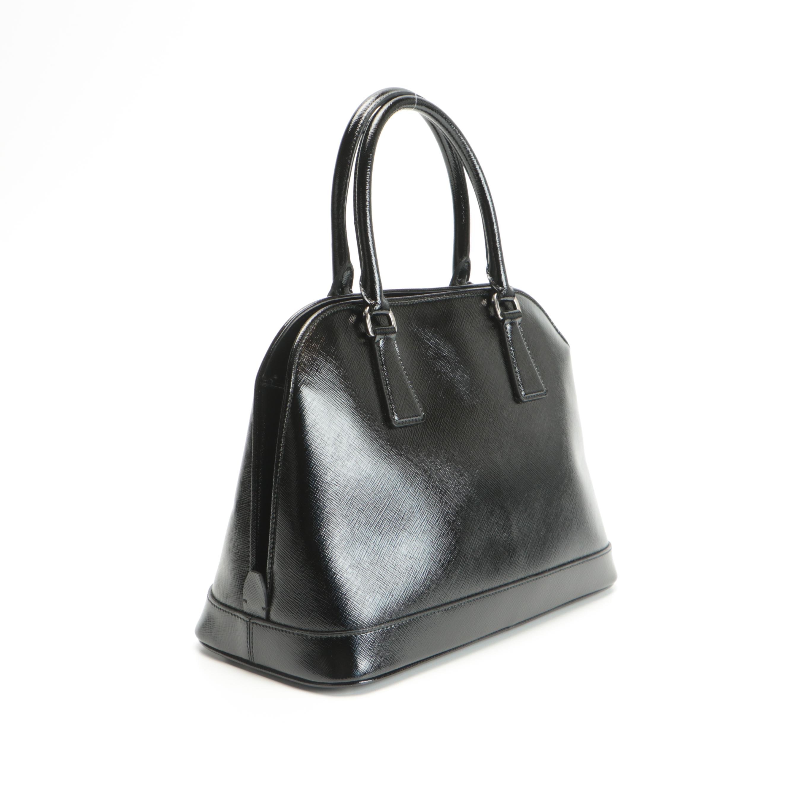 Prada Black Saffiano Patent Leather Handbag