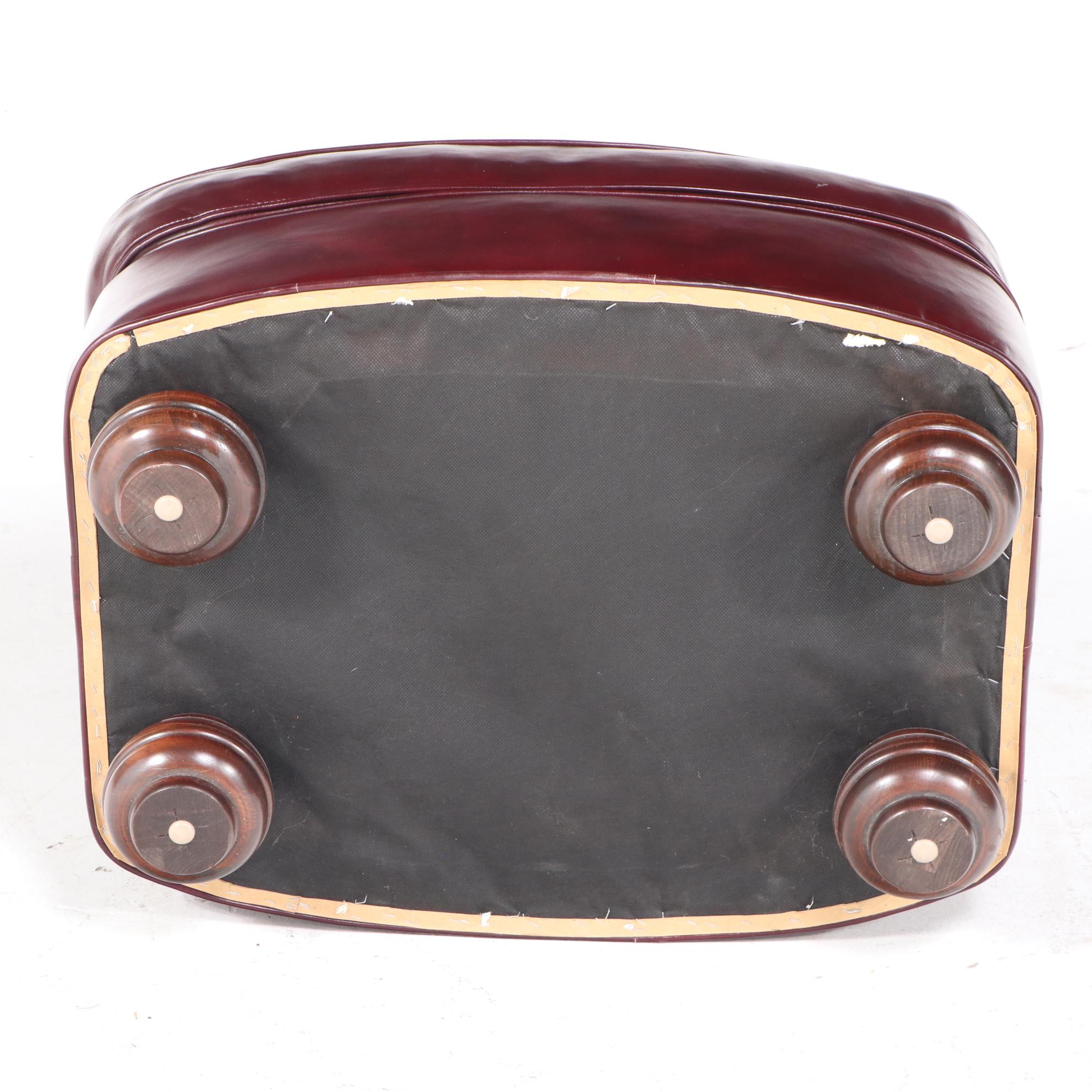 Jamestown Sterling Brass-Tacked and Burgundy Leather Club Chair and Ottoman