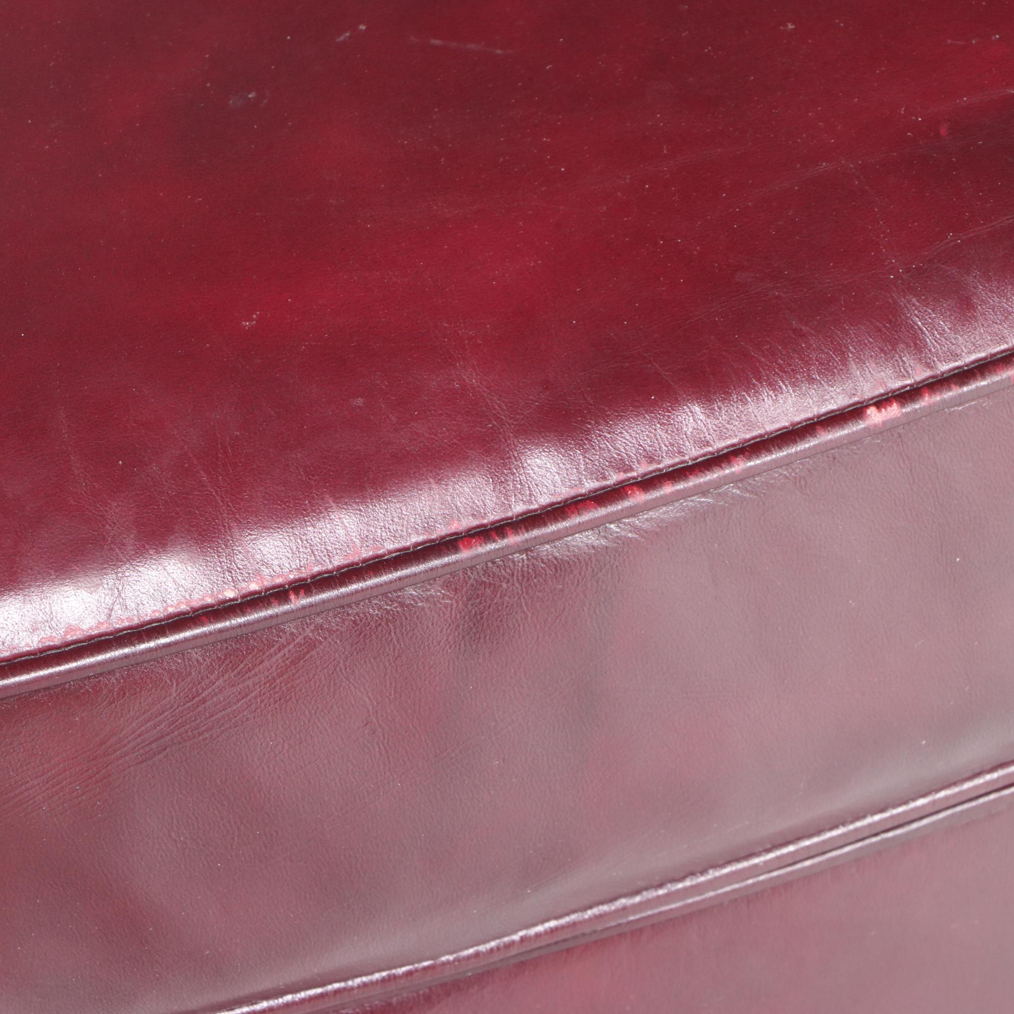 Jamestown Sterling Brass-Tacked and Burgundy Leather Club Chair and Ottoman