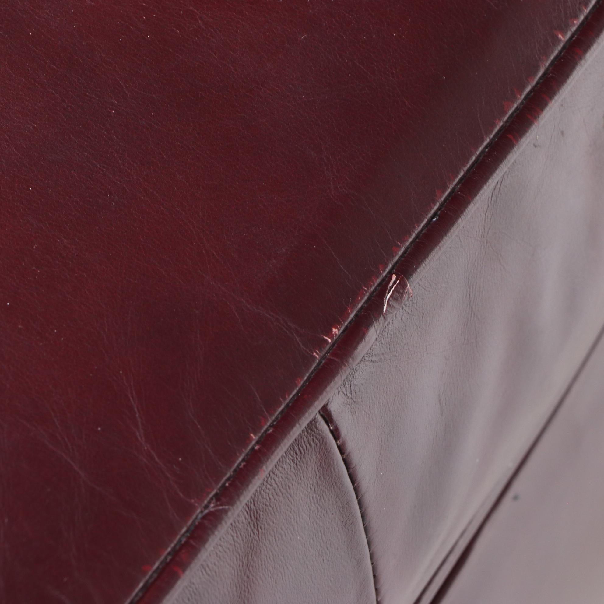 Jamestown Sterling Brass-Tacked and Burgundy Leather Club Chair and Ottoman