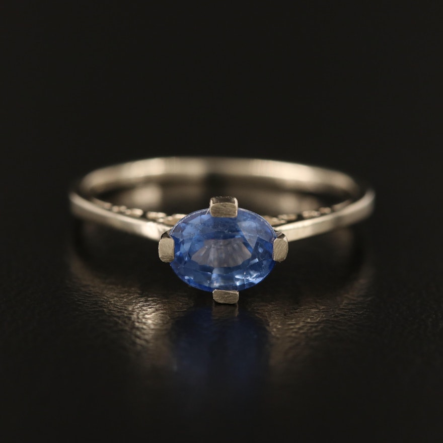 14K Sapphire East-West Solitaire Ring