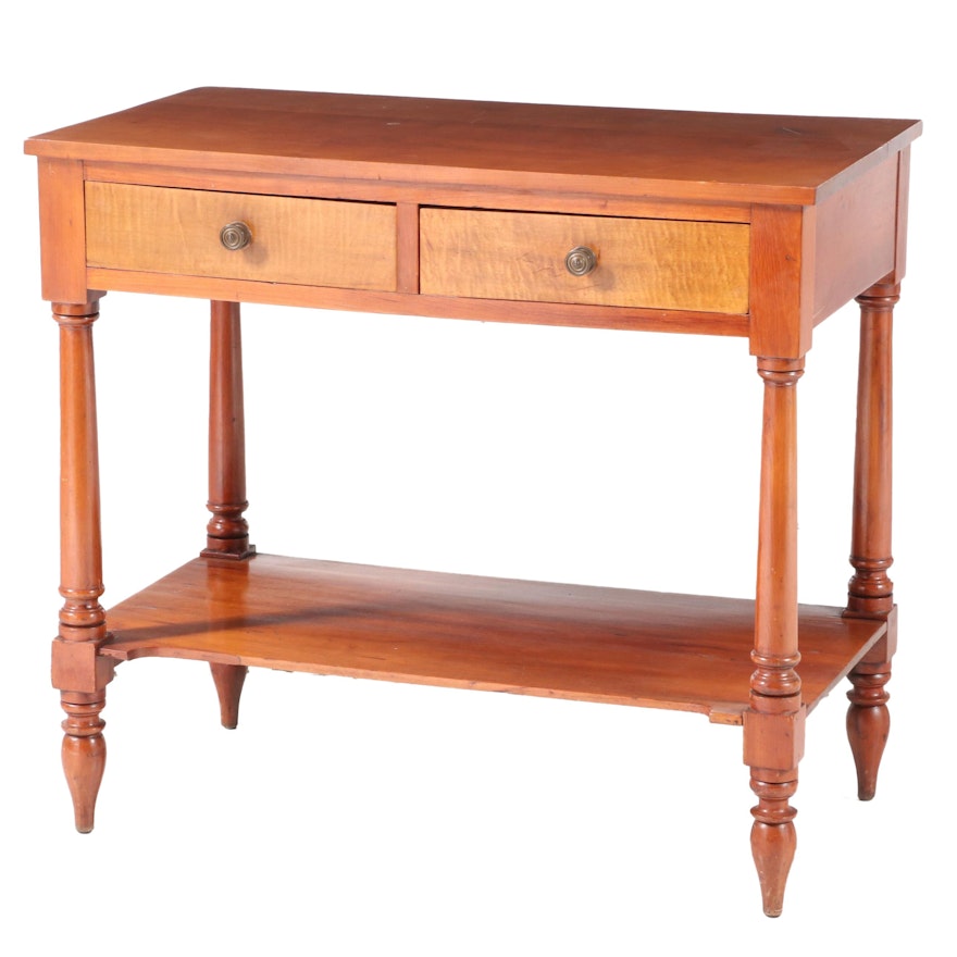American Primitive Cherrywood and Tiger Maple Washstand, 19th Century