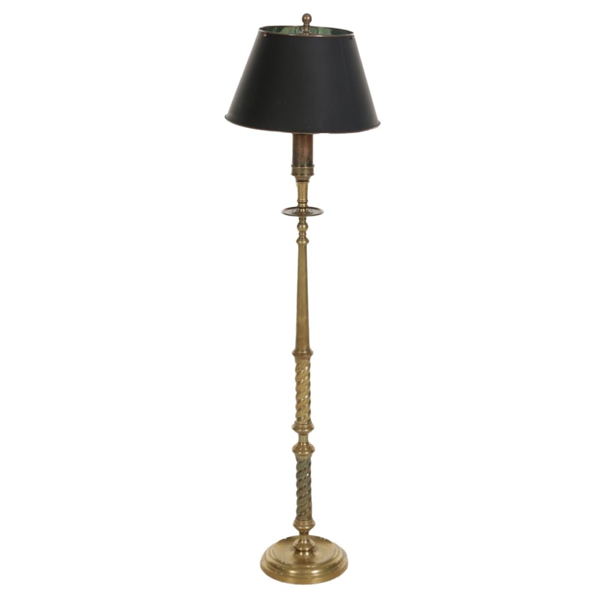 Heavy Brass Floor Lamp Attributed to Chapman Lamp Co., Mid/Late 20th Century