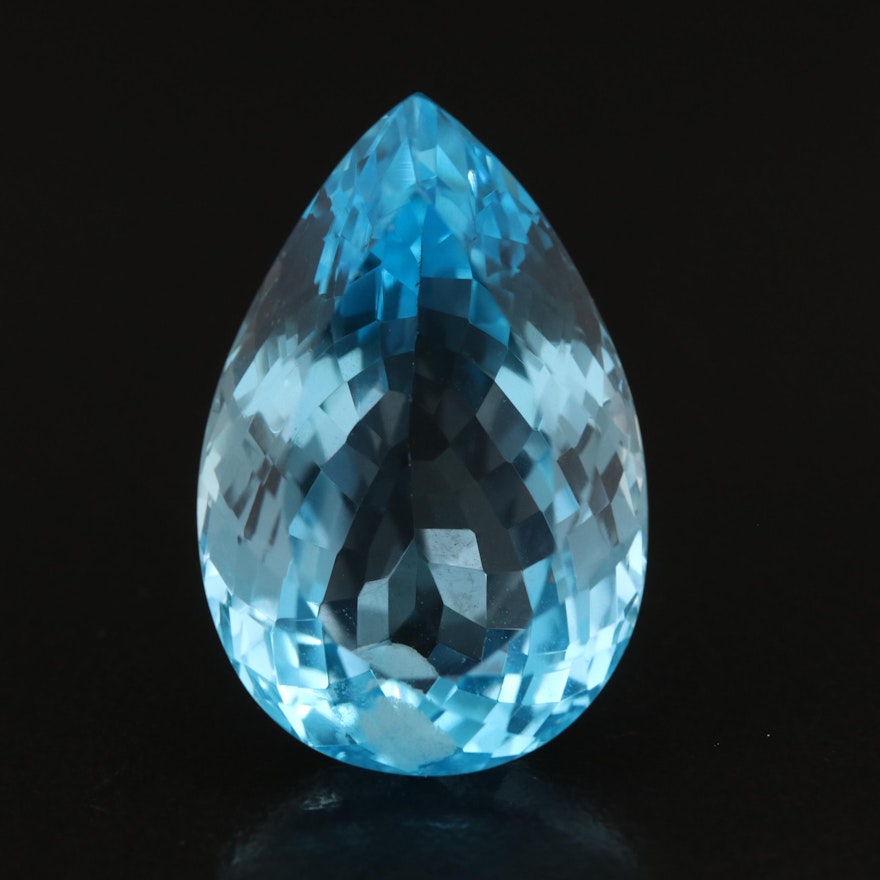 Loose 28.29 CT Pear Faceted Swiss Blue Topaz