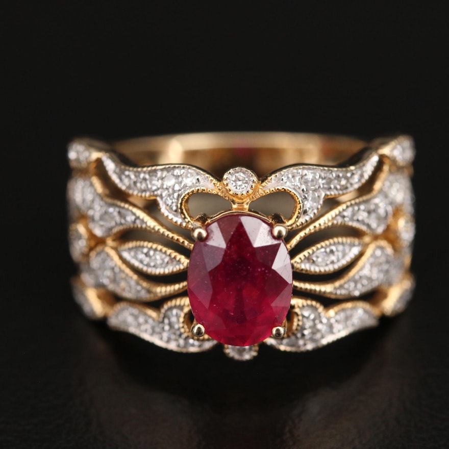 EFFY Openwork Corundum and Diamond Ring