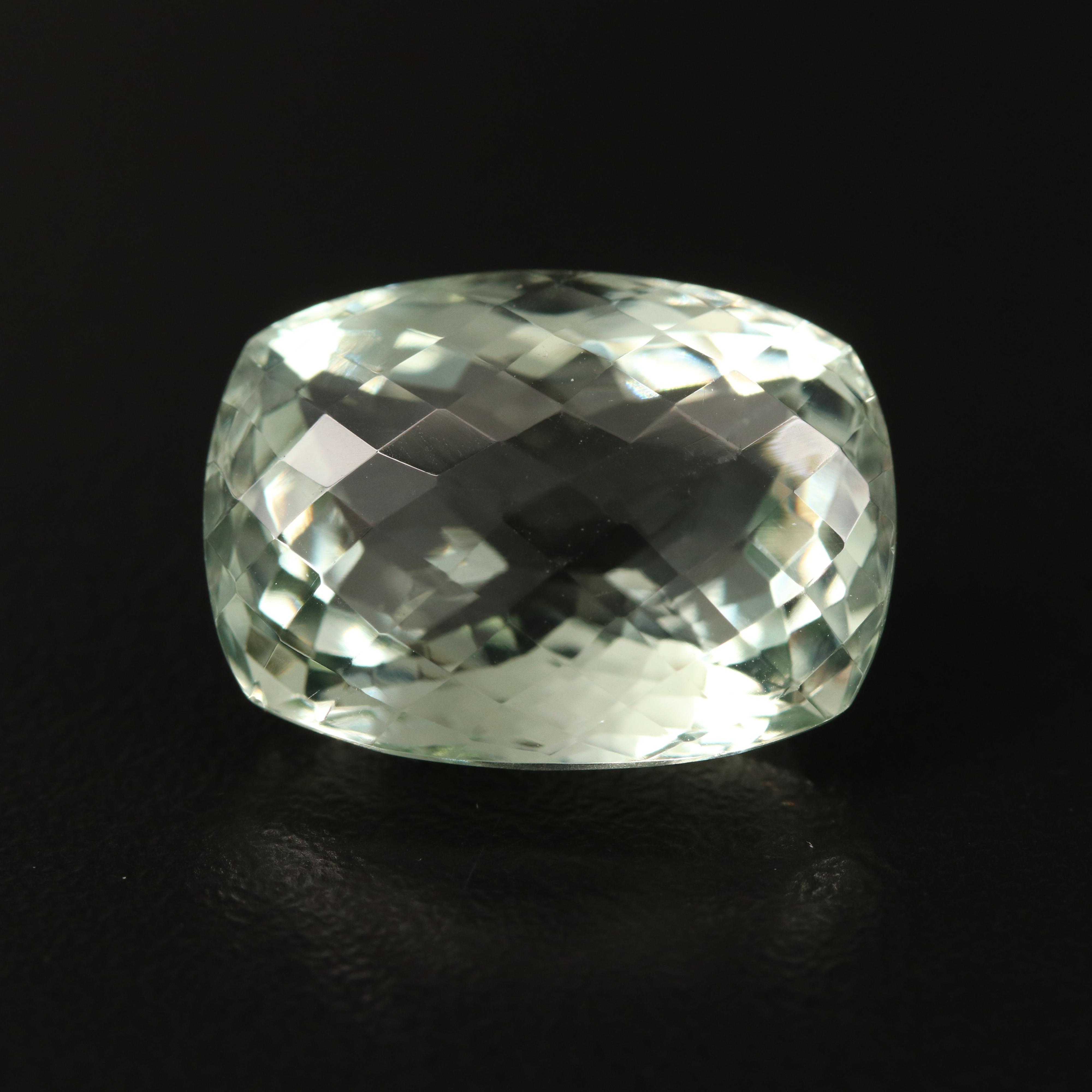 Loose 17.55 CT Rectangular Cushion Checkerboard Faceted Prasiolite