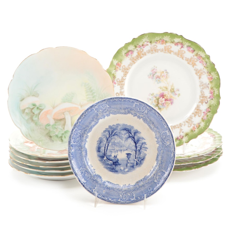 Podmore, Walker & Co "Venus" Transfer Stoneware Plate with More Porcelain Plates