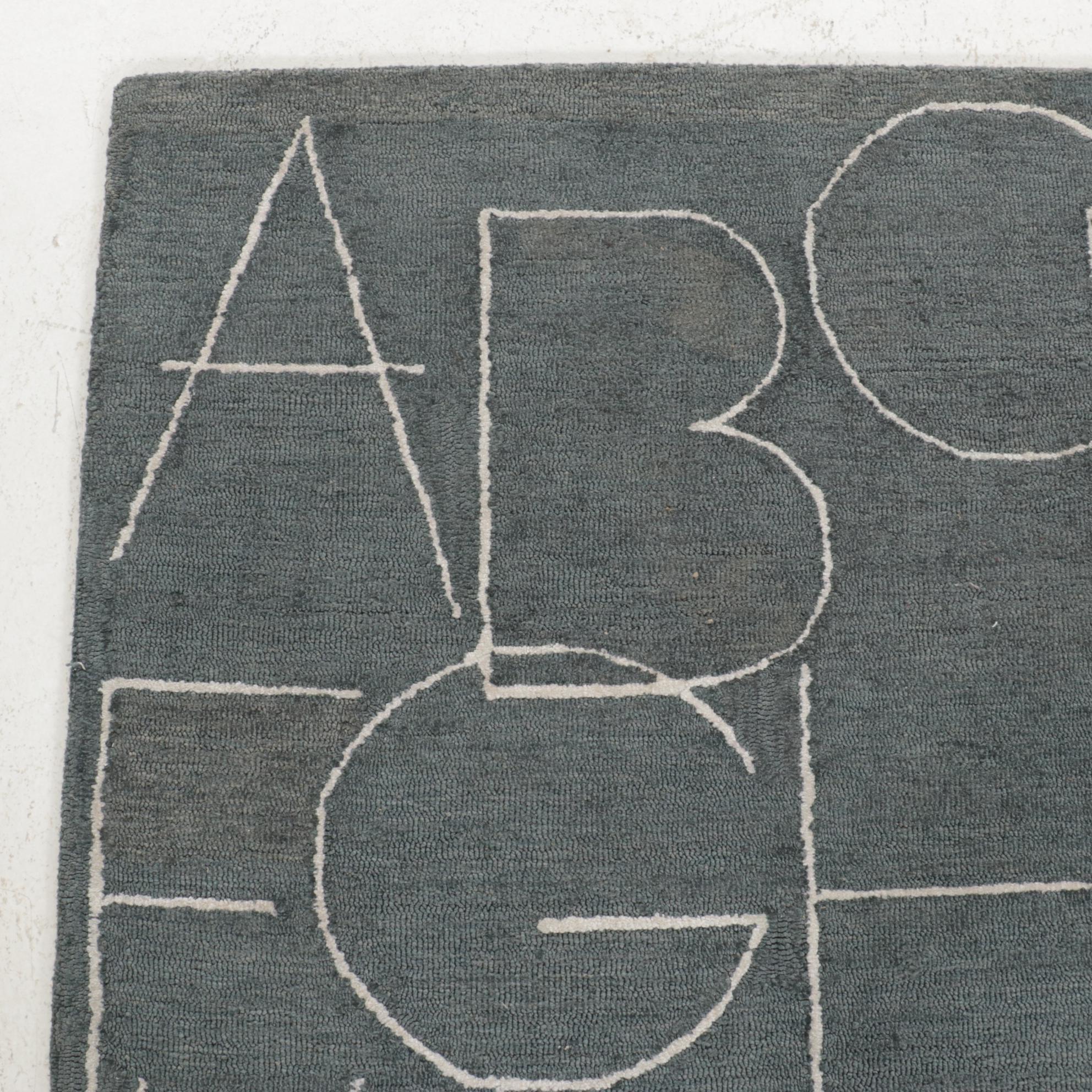 5' x 7'8 Hand-Tufted Indian Alphabet Rug, 2010s