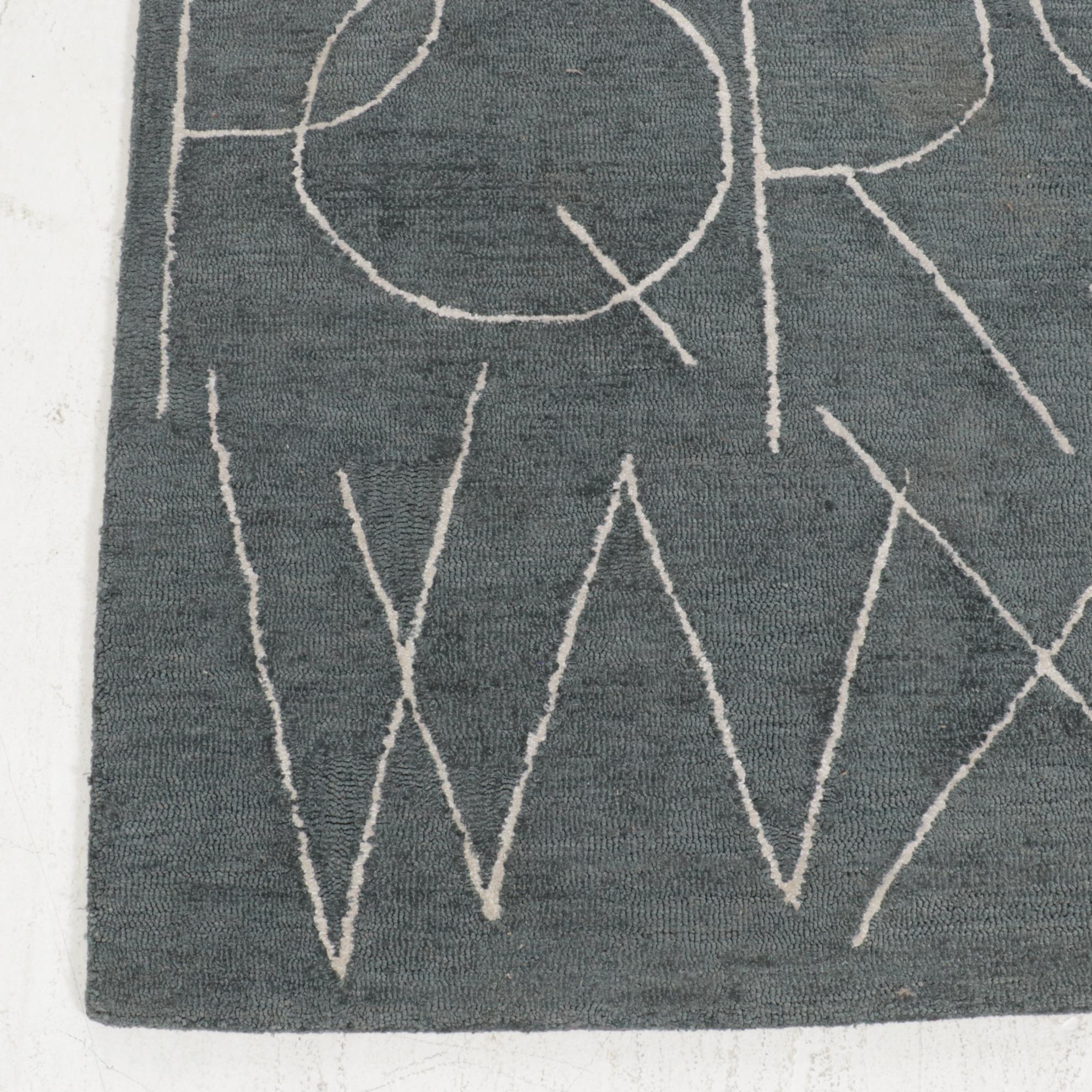 5' x 7'8 Hand-Tufted Indian Alphabet Rug, 2010s