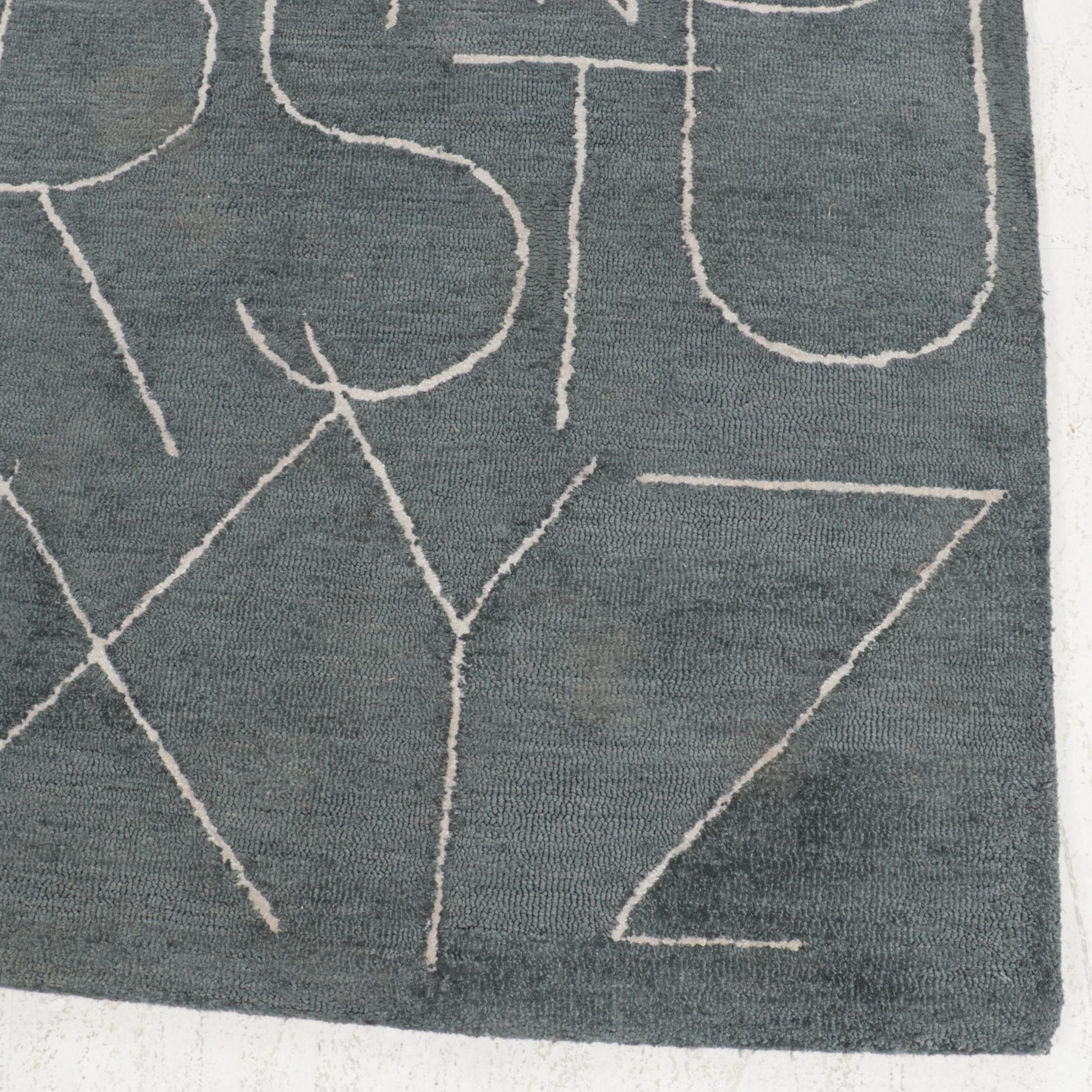 5' x 7'8 Hand-Tufted Indian Alphabet Rug, 2010s