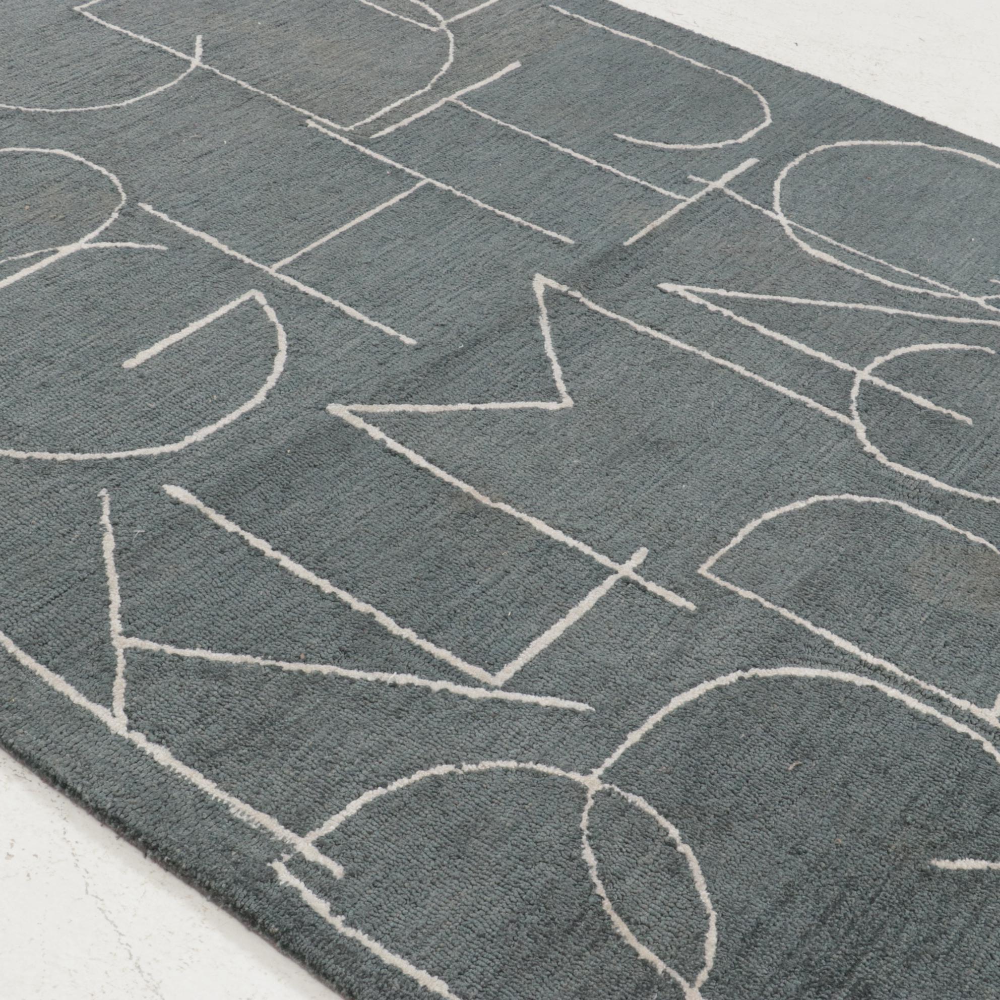 5' x 7'8 Hand-Tufted Indian Alphabet Rug, 2010s