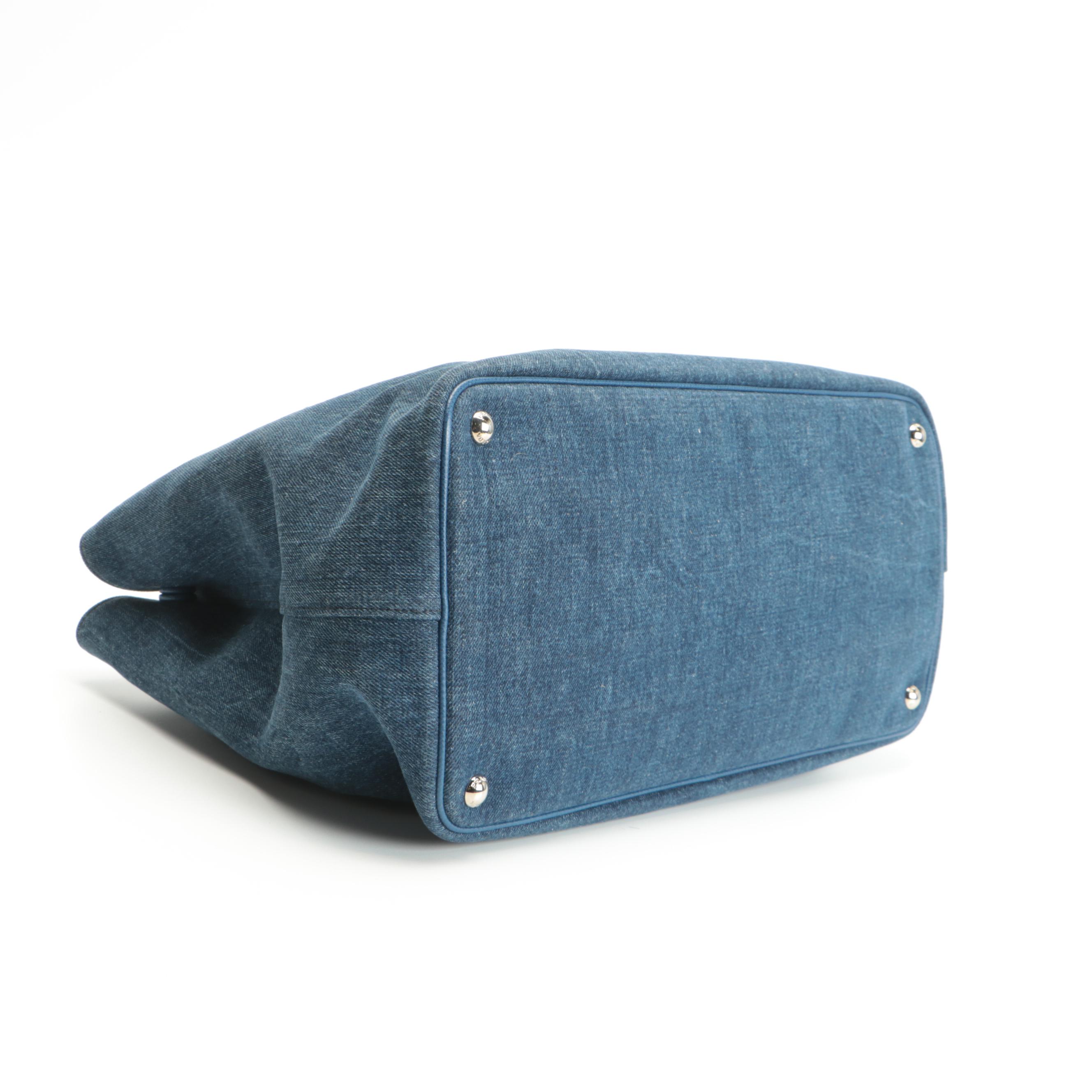 Prada Blue Denim and Saffiano Leather Tote Bag