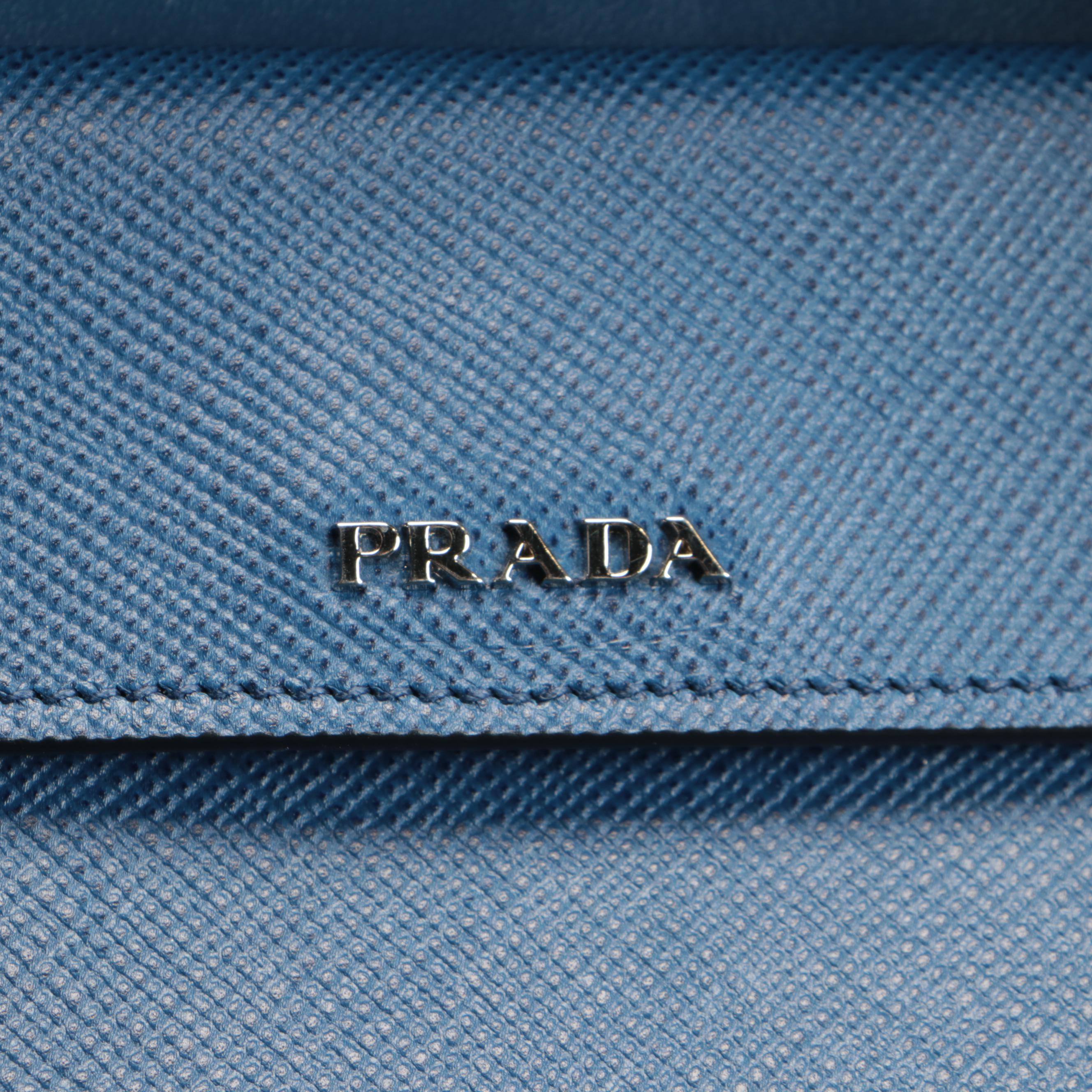 Prada Blue Denim and Saffiano Leather Tote Bag