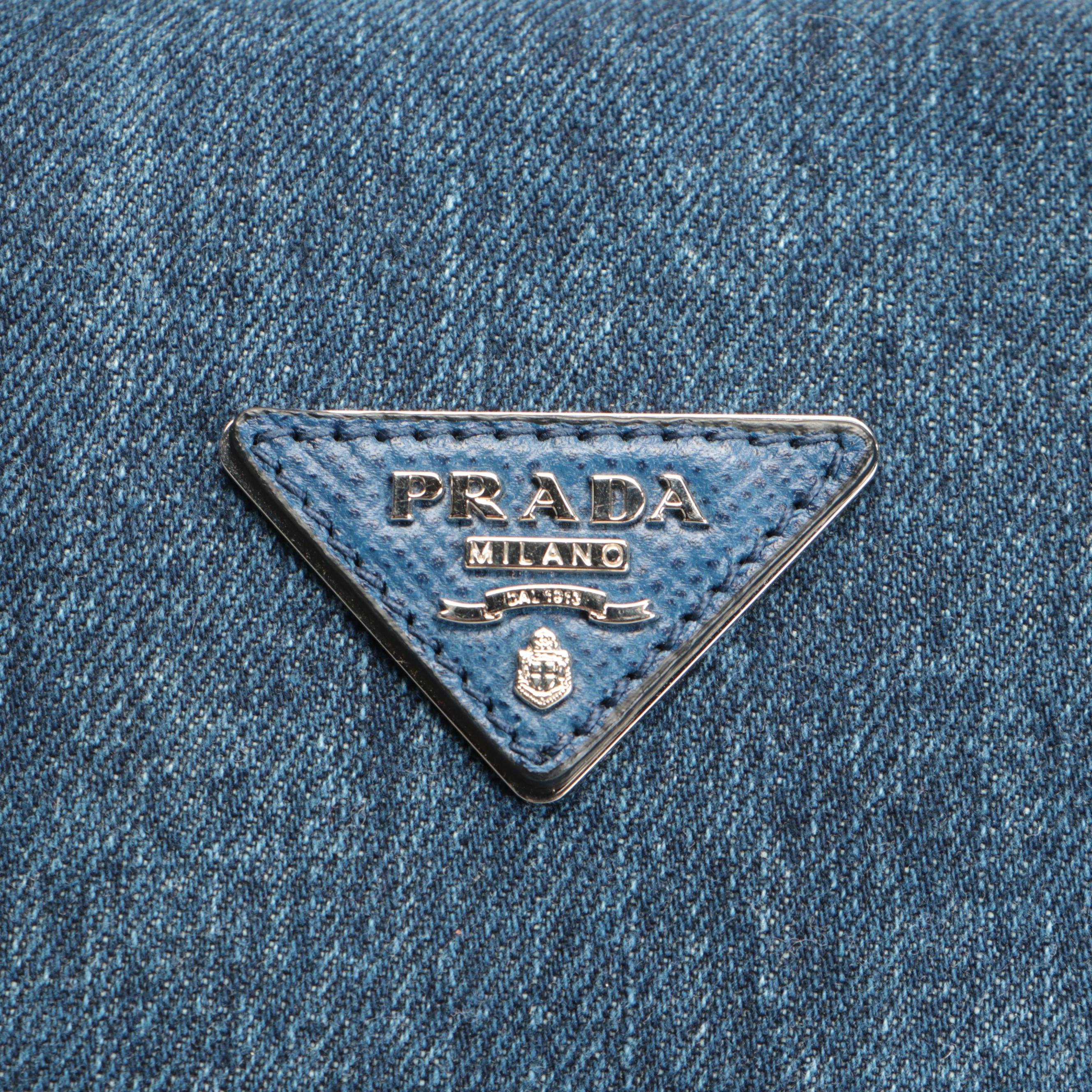 Prada Blue Denim and Saffiano Leather Tote Bag