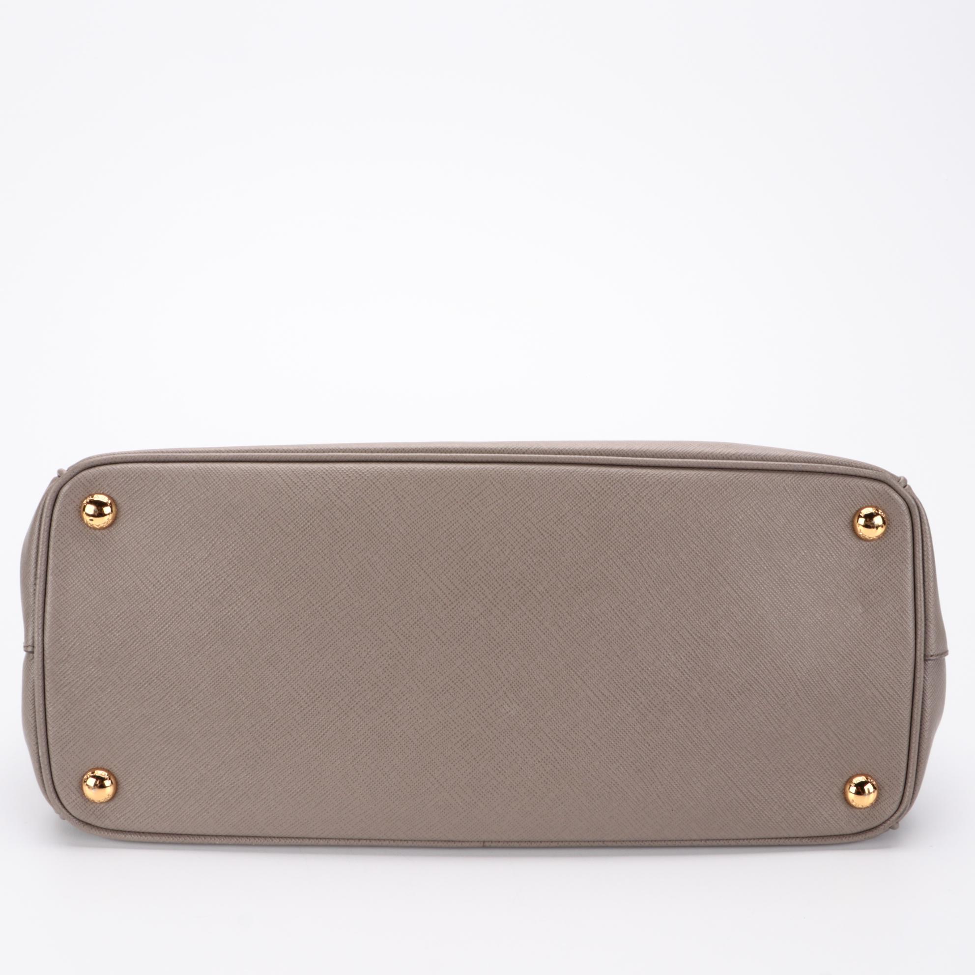 Prada Gray Saffiano Leather Two-Way Handbag