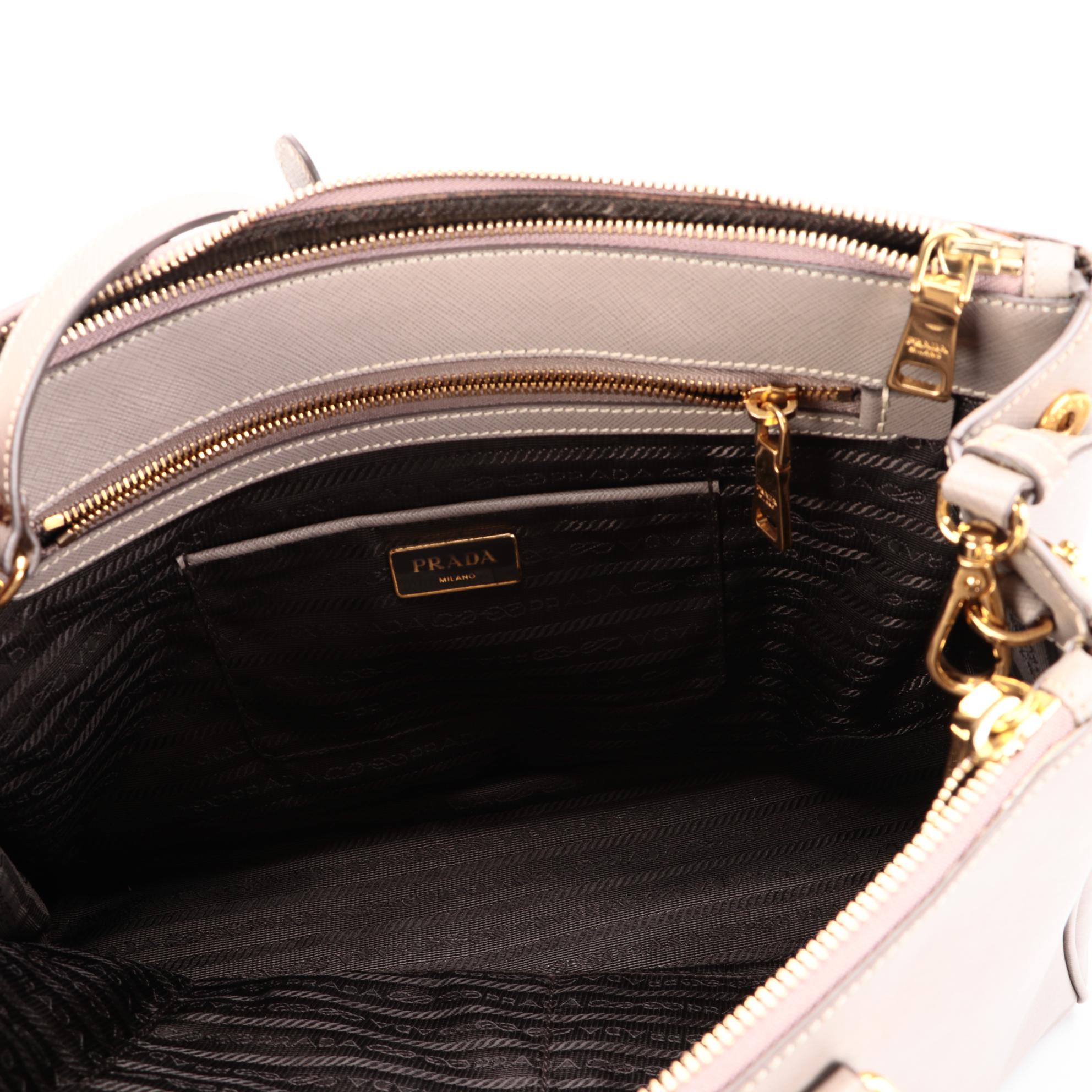 Prada Gray Saffiano Leather Two-Way Handbag