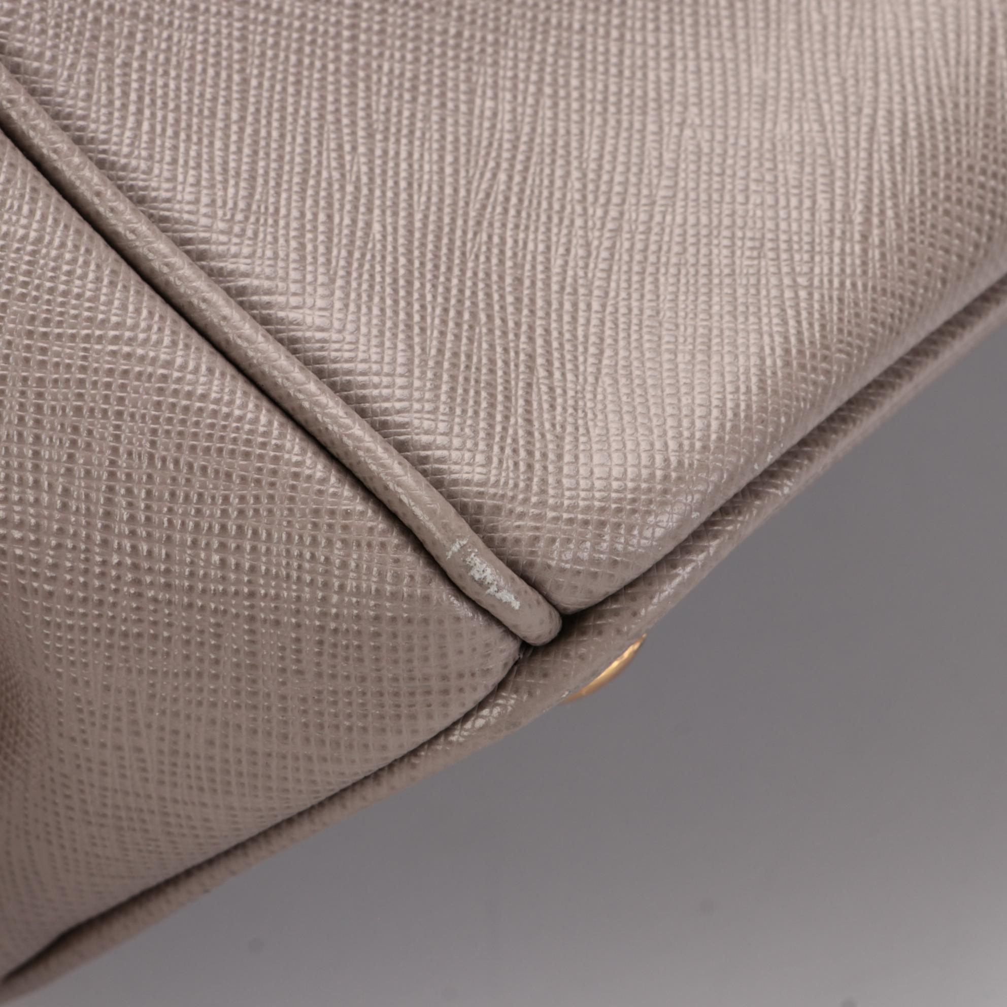 Prada Gray Saffiano Leather Two-Way Handbag