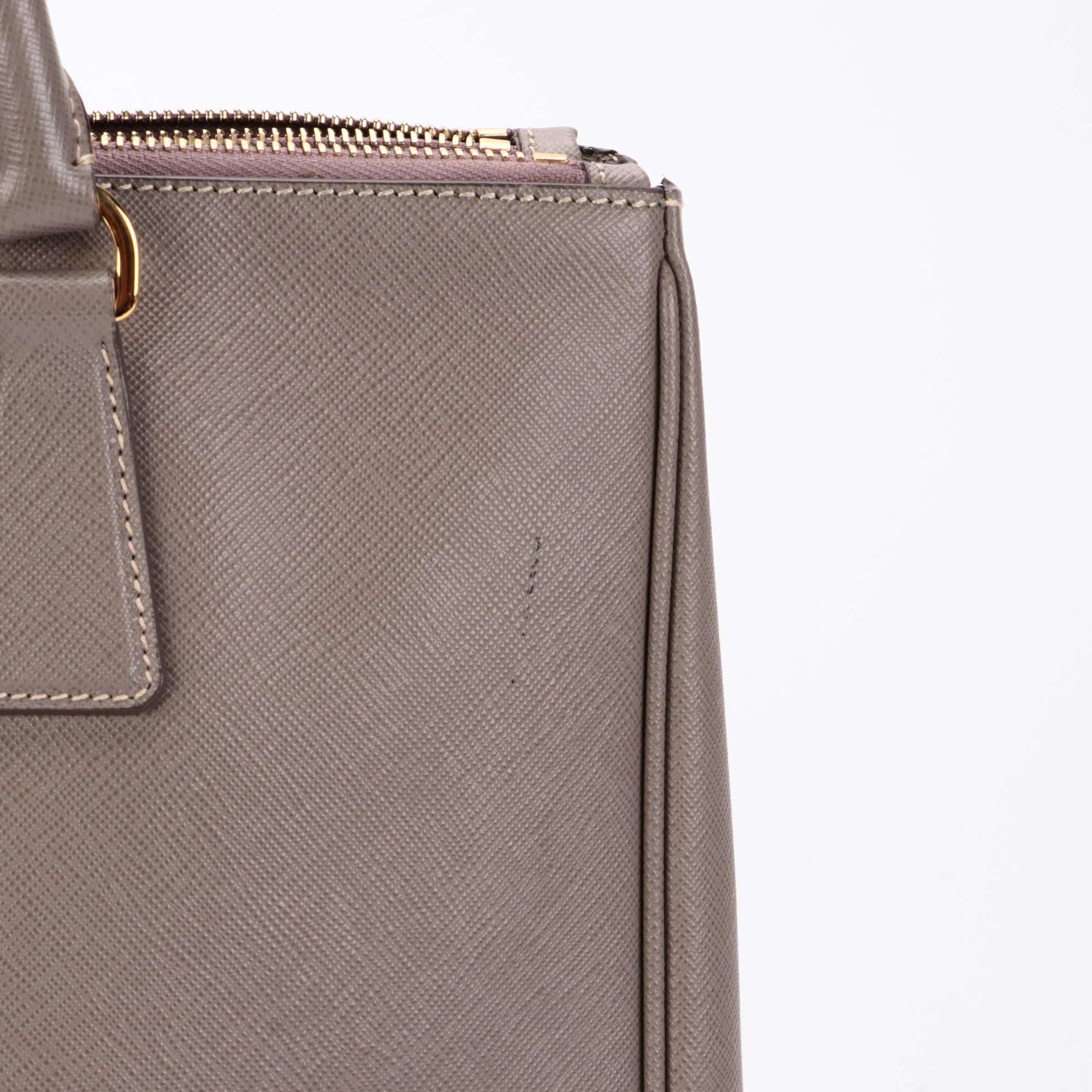 Prada Gray Saffiano Leather Two-Way Handbag