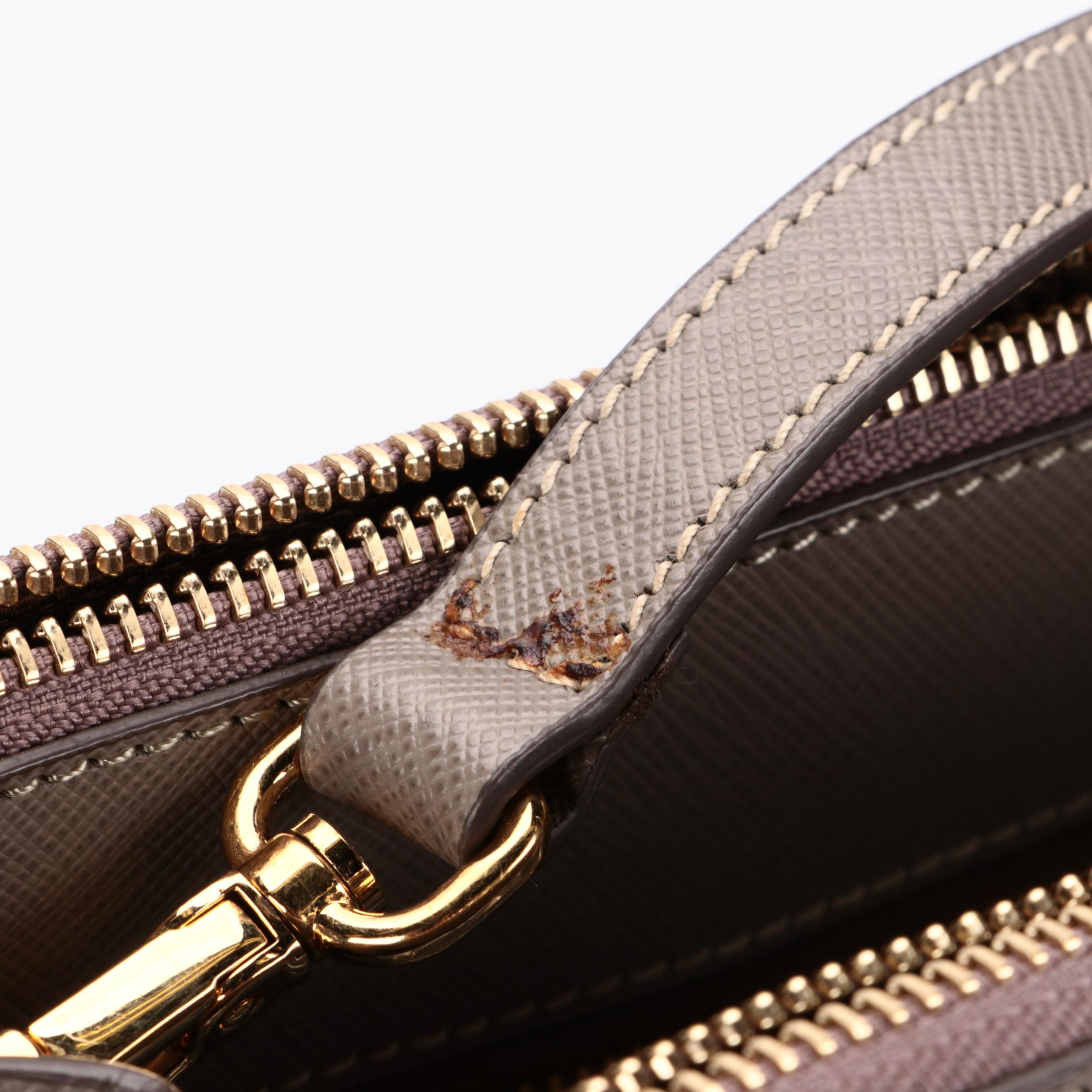 Prada Gray Saffiano Leather Two-Way Handbag