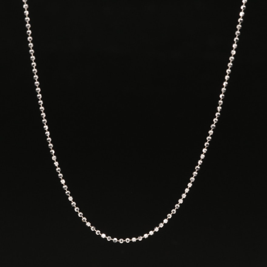 Italian 18K Diamond Cut, Bead Chain Necklace