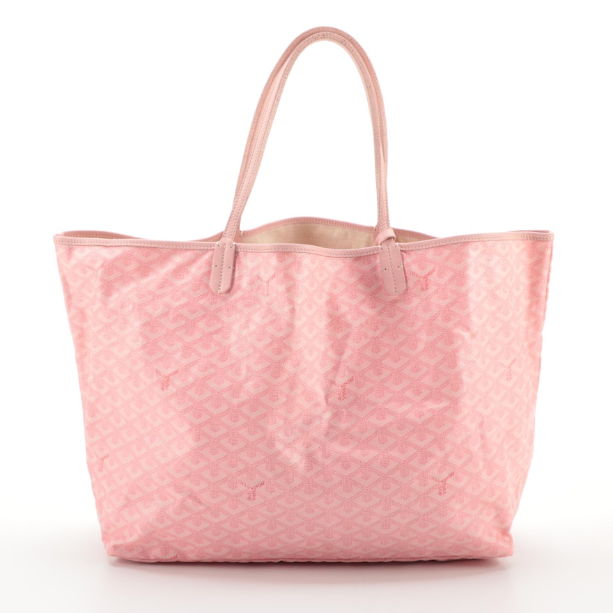 Goyard St. Louis PM Tote and Pouch in Pink Goyardine Coated Canvas