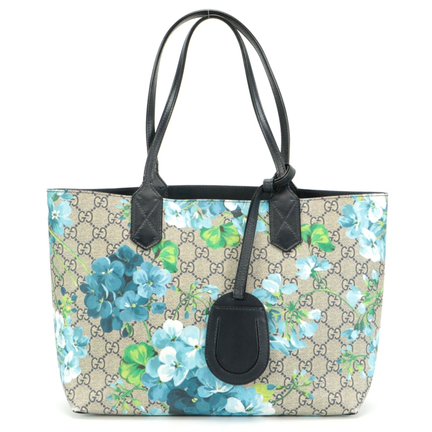 Gucci GG Blooms Supreme Canvas and Leather Reversible Tote Bag