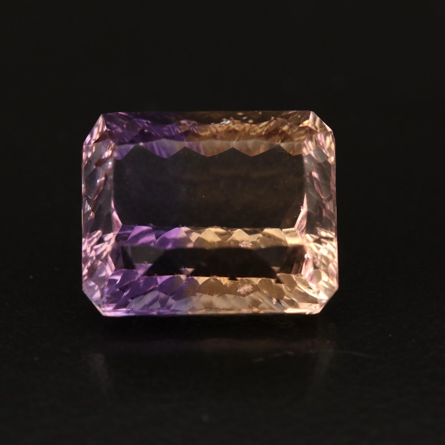 Loose 11.84 CT Rectangular Fantasy Faceted Ametrine